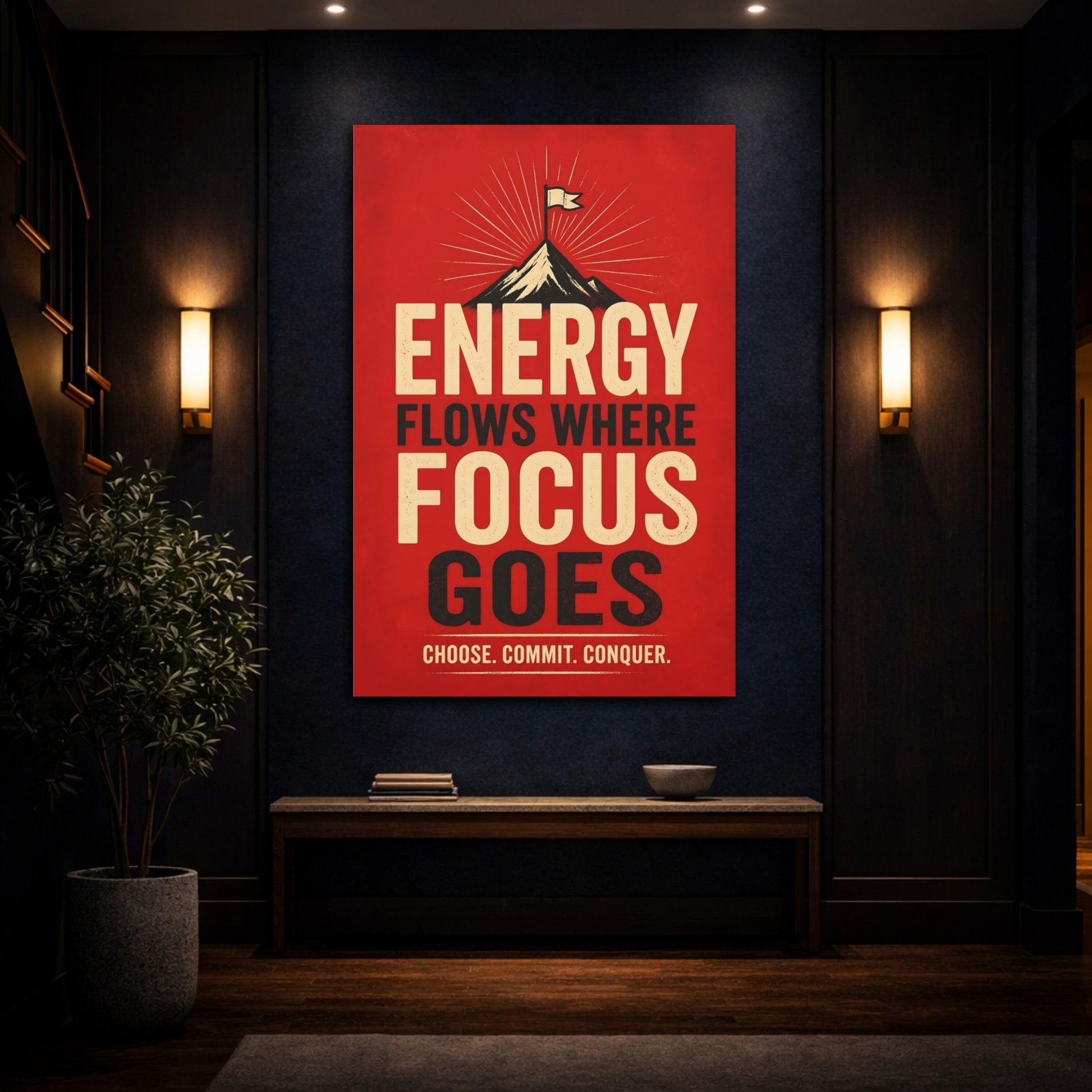 Mockup 4. Mountain Energy Quotes shown as canvas print