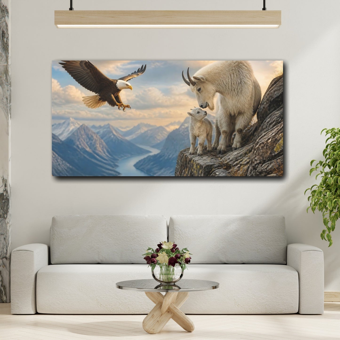 Mockup 2. Mountain Goat And Eagle shown as canvas print