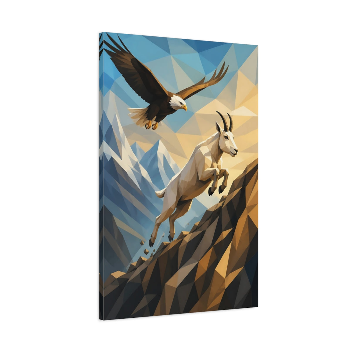 Main Mockup. Mountain Goat Animals Scene shown as canvas print