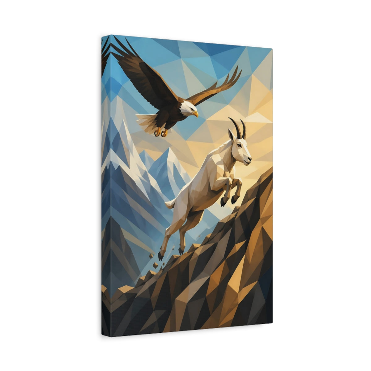 Side Mockup 4. Mountain Goat Animals Scene shown as canvas print