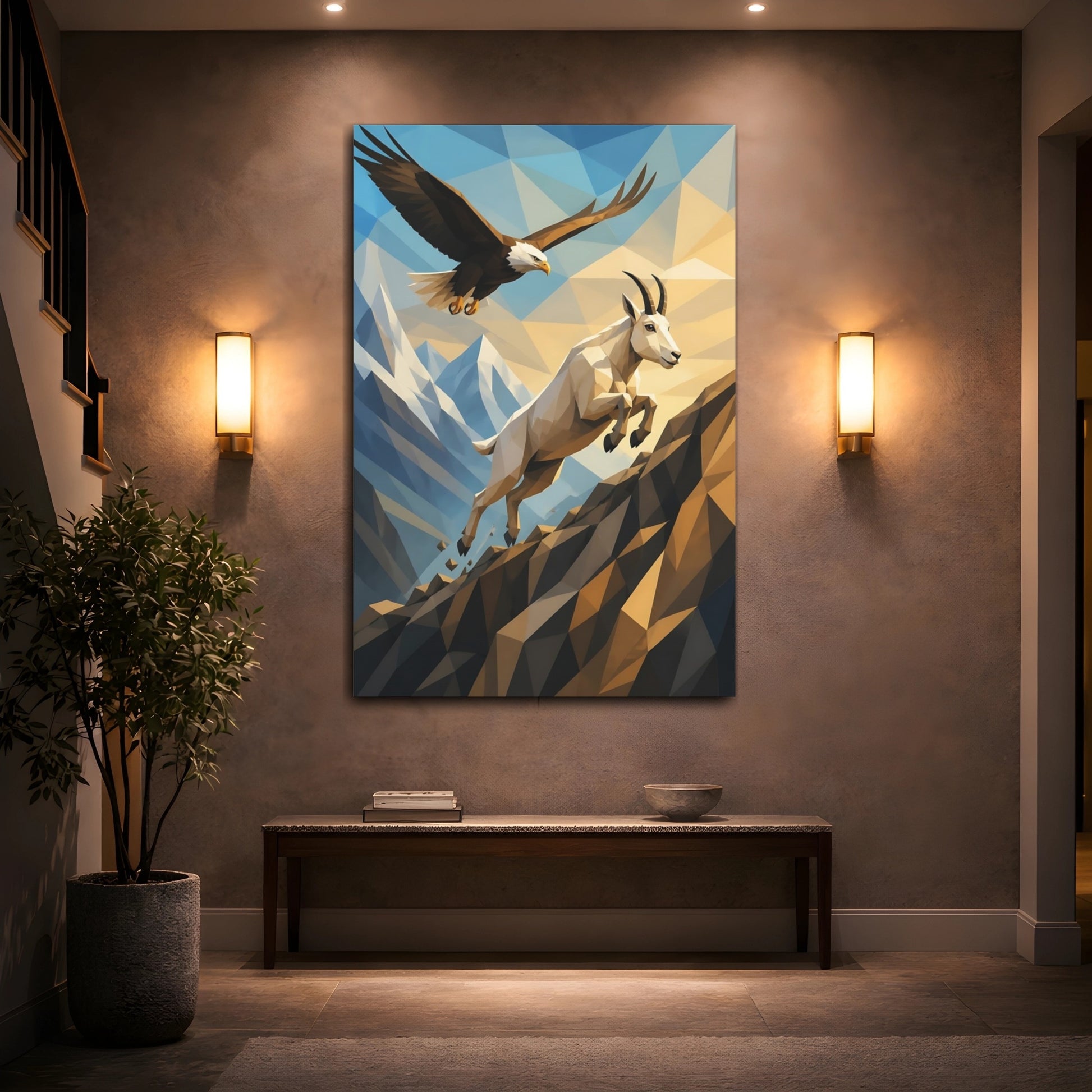 Mockup 2. Mountain Goat Animals Scene shown as canvas print