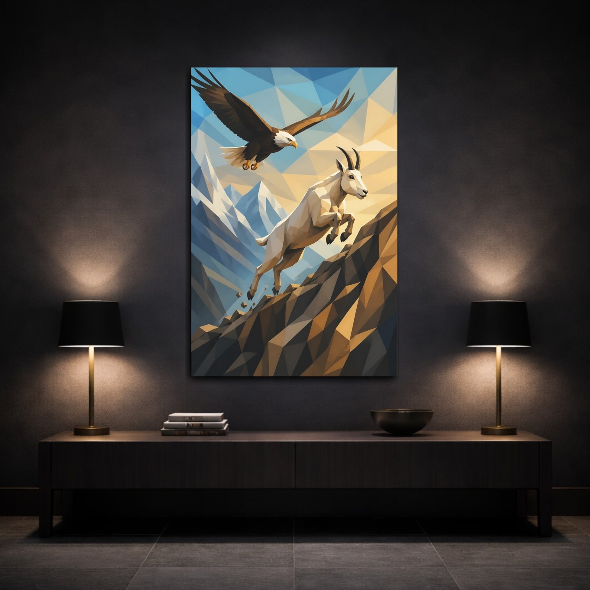 Mockup 3. Mountain Goat Animals Scene shown as canvas print