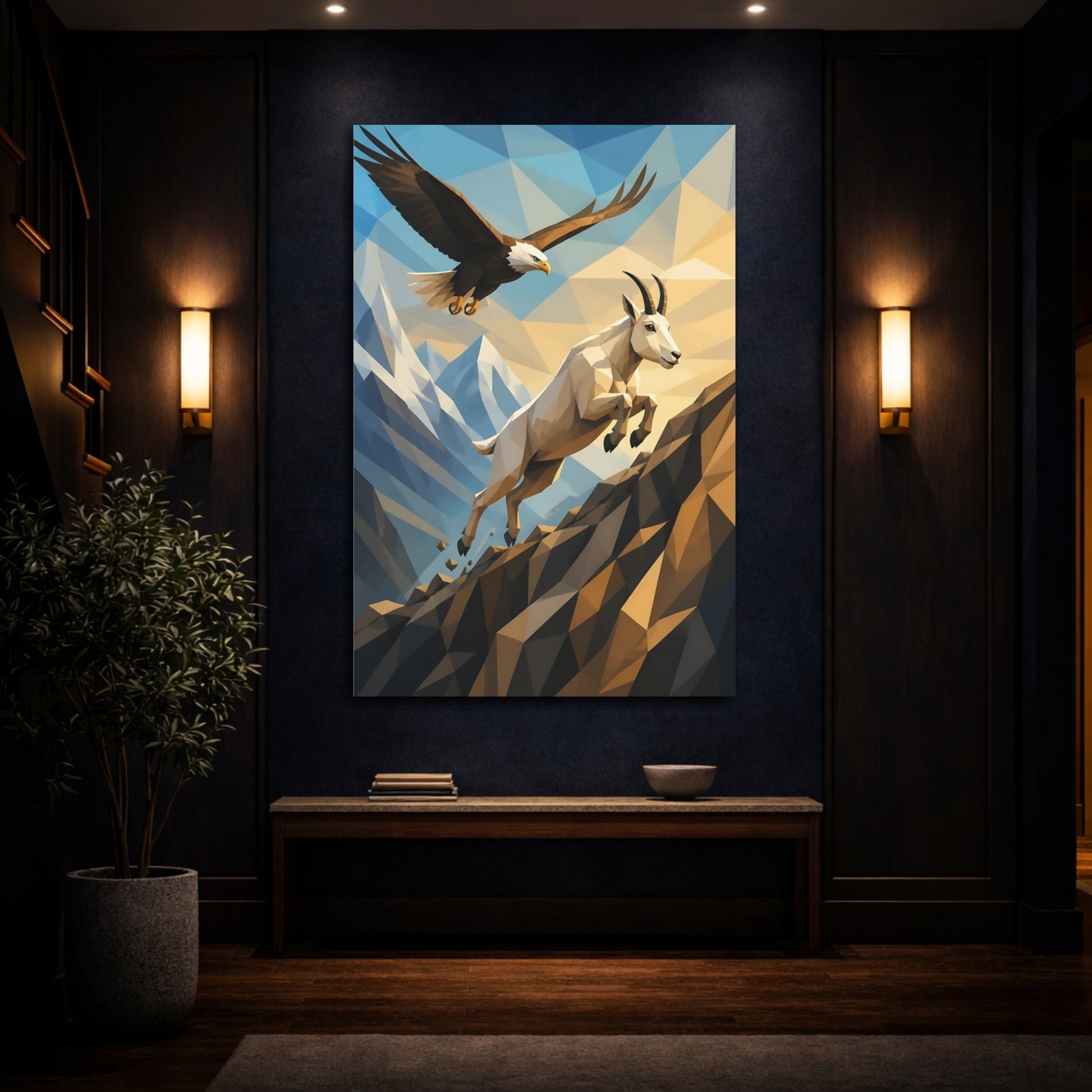 Mockup 4. Mountain Goat Animals Scene shown as canvas print