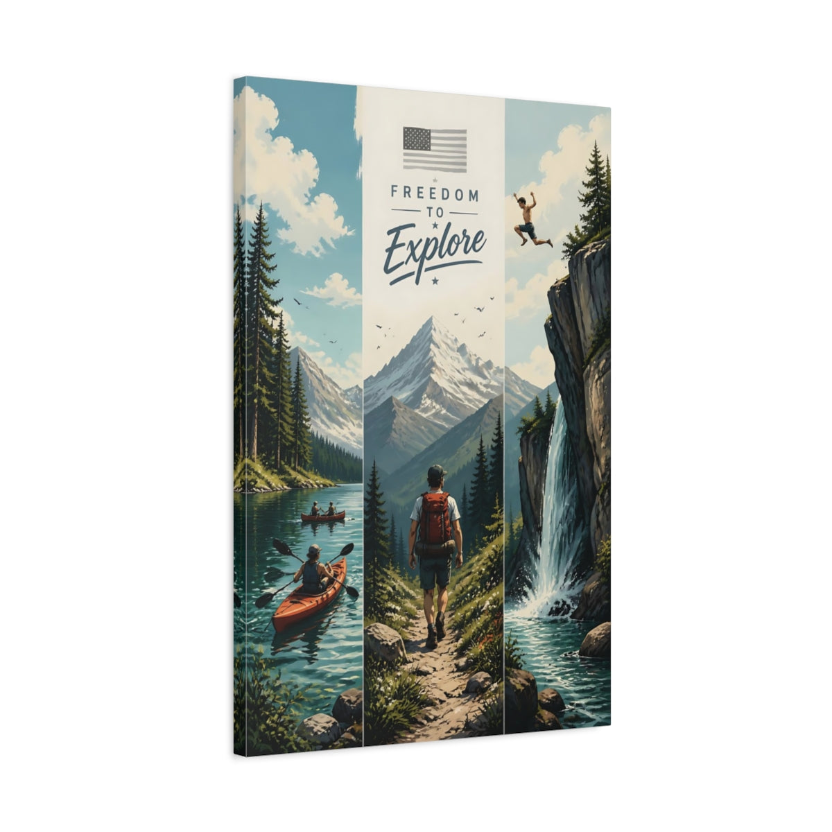 Side Mockup 2. Mountain Hiker Adventure shown as canvas print
