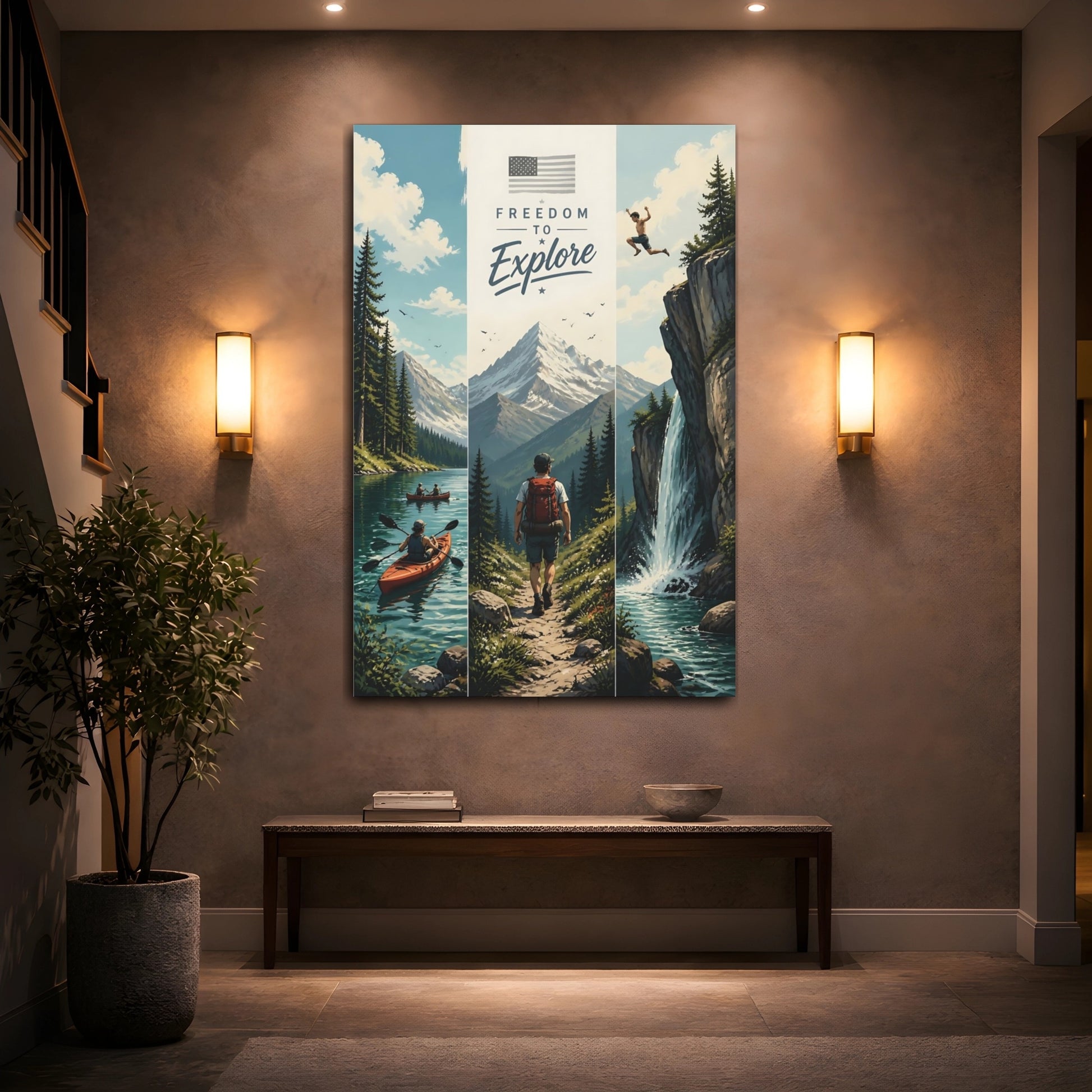 Mockup 2. Mountain Hiker Adventure shown as canvas print