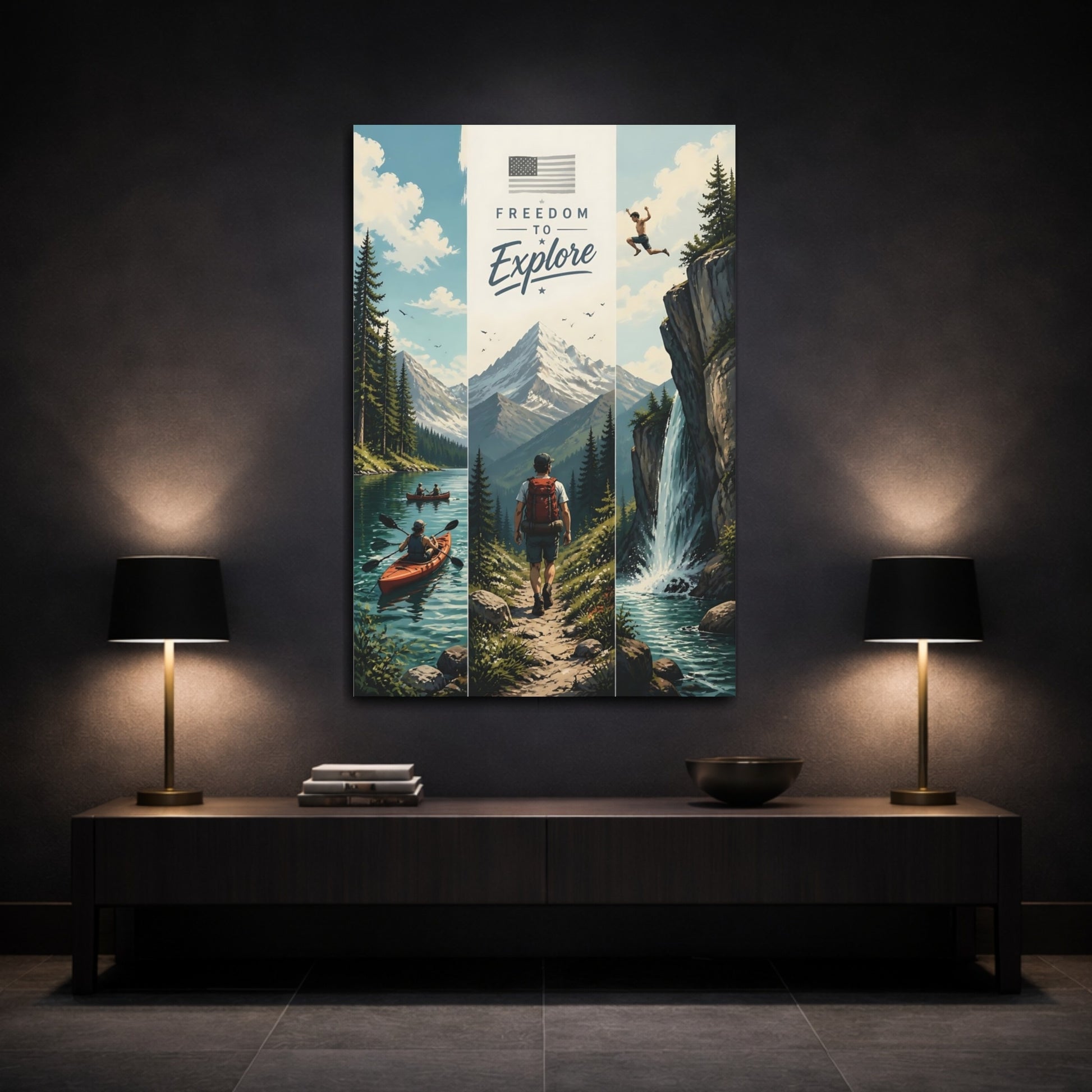 Mockup 3. Mountain Hiker Adventure shown as canvas print