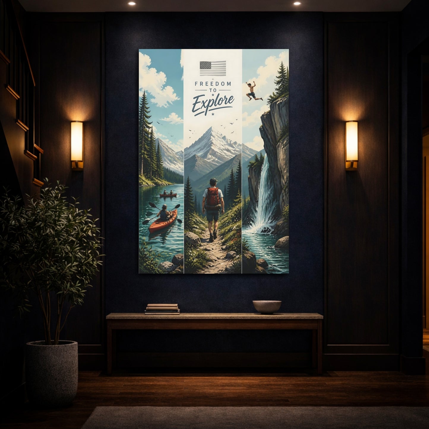 Mockup 4. Mountain Hiker Adventure shown as canvas print