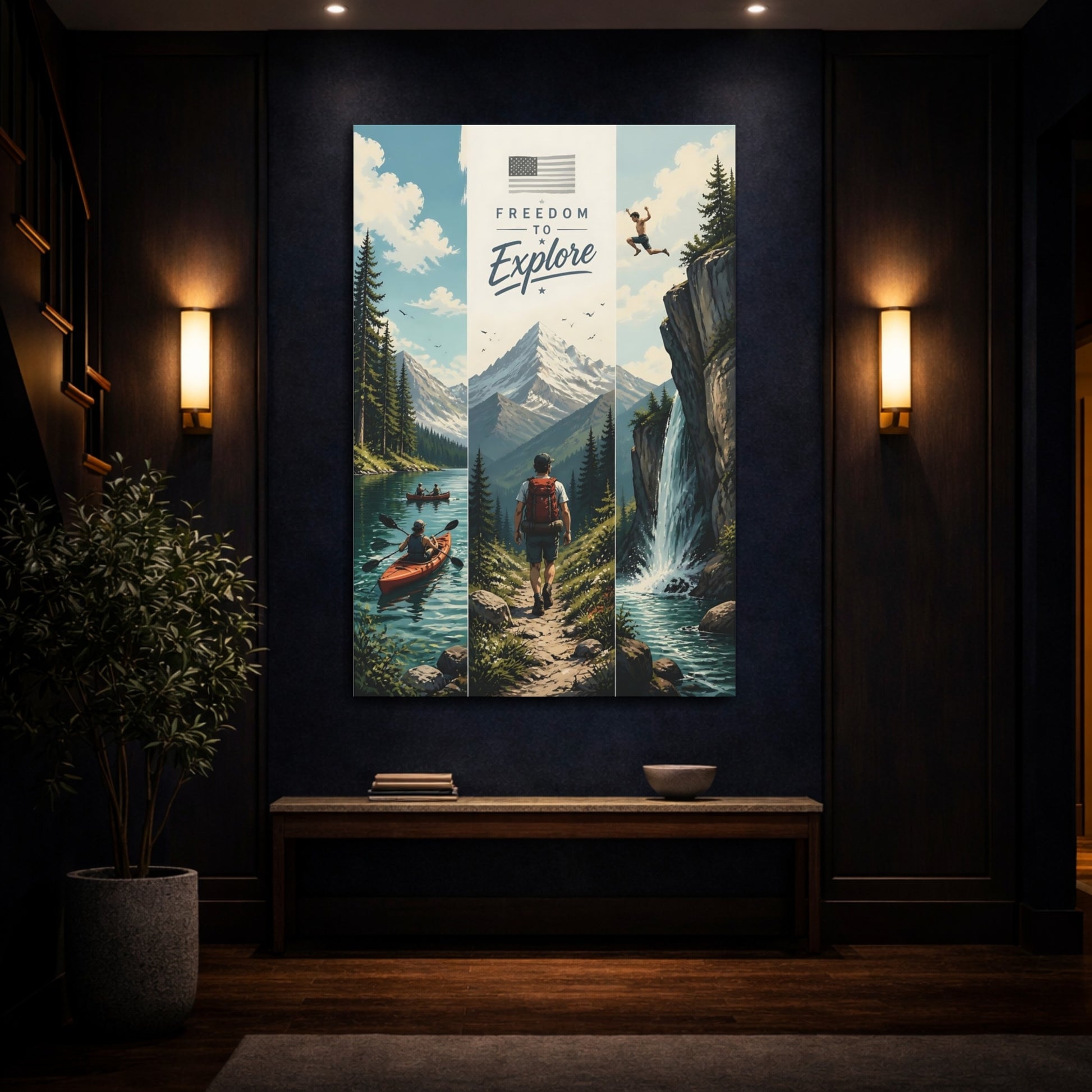 Mockup 4. Mountain Hiker Adventure shown as canvas print