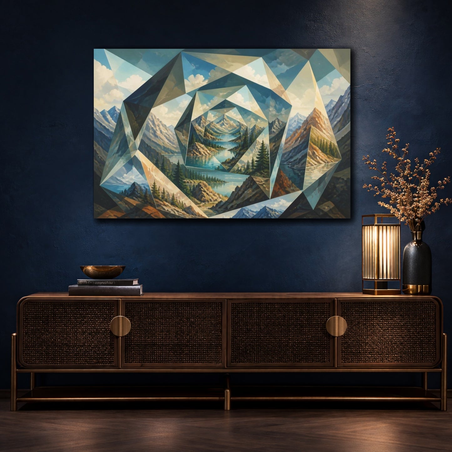 Mockup 4. Mountain Lake Illusion shown as canvas print