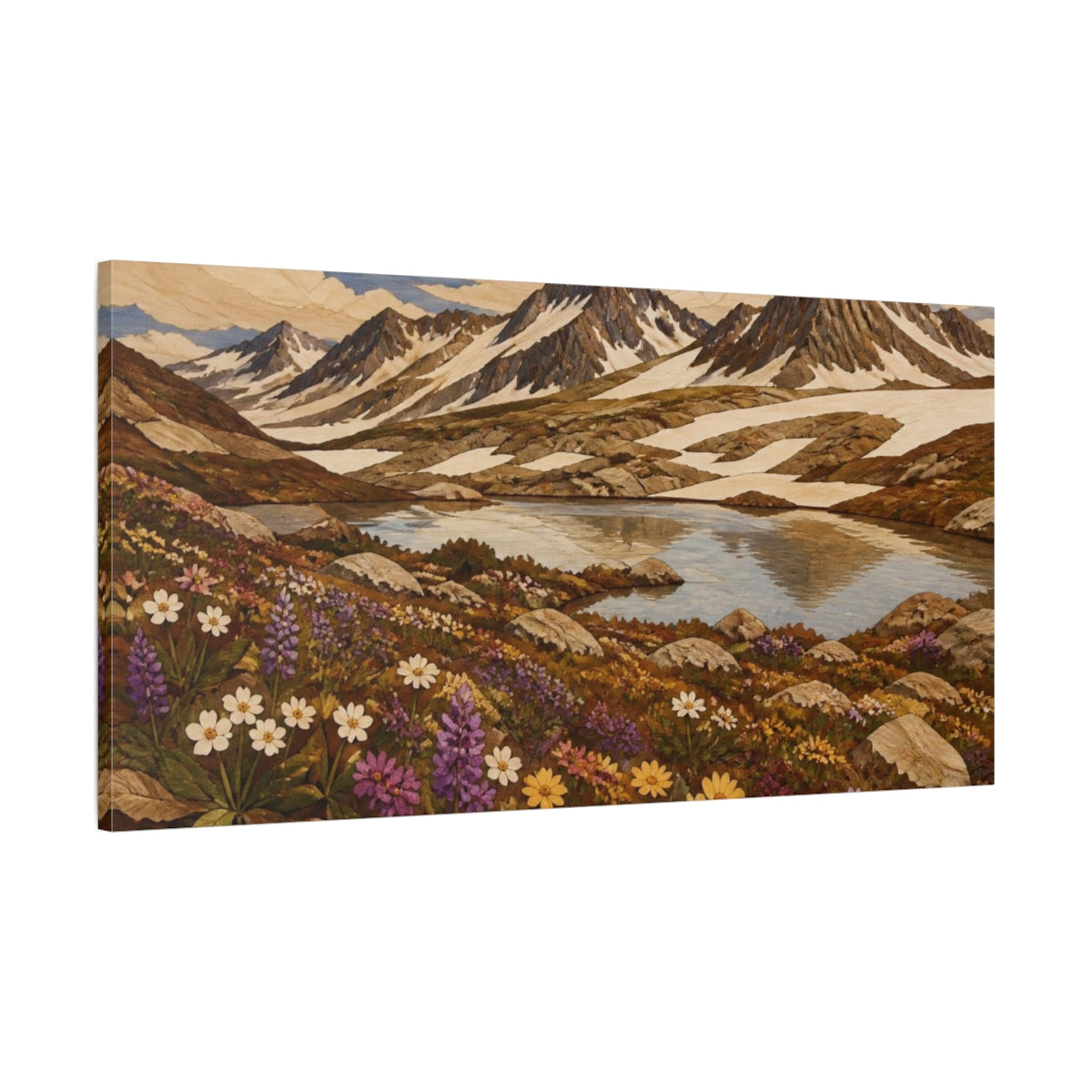 Main Mockup. Mountain Lake Nature Scene shown as canvas print