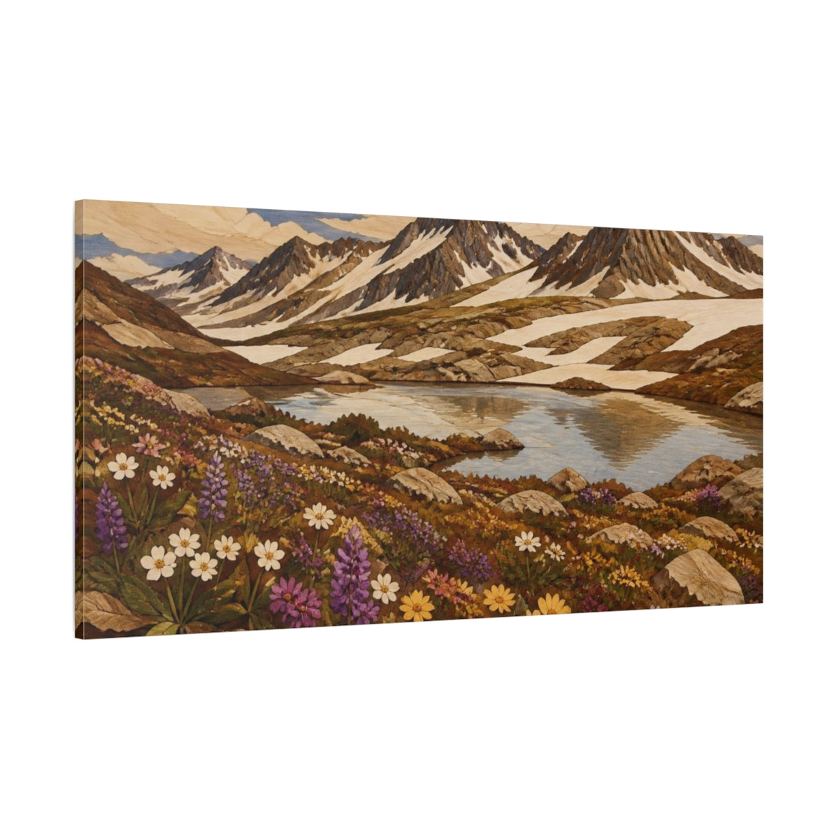 Side Mockup 2. Mountain Lake Nature Scene shown as canvas print