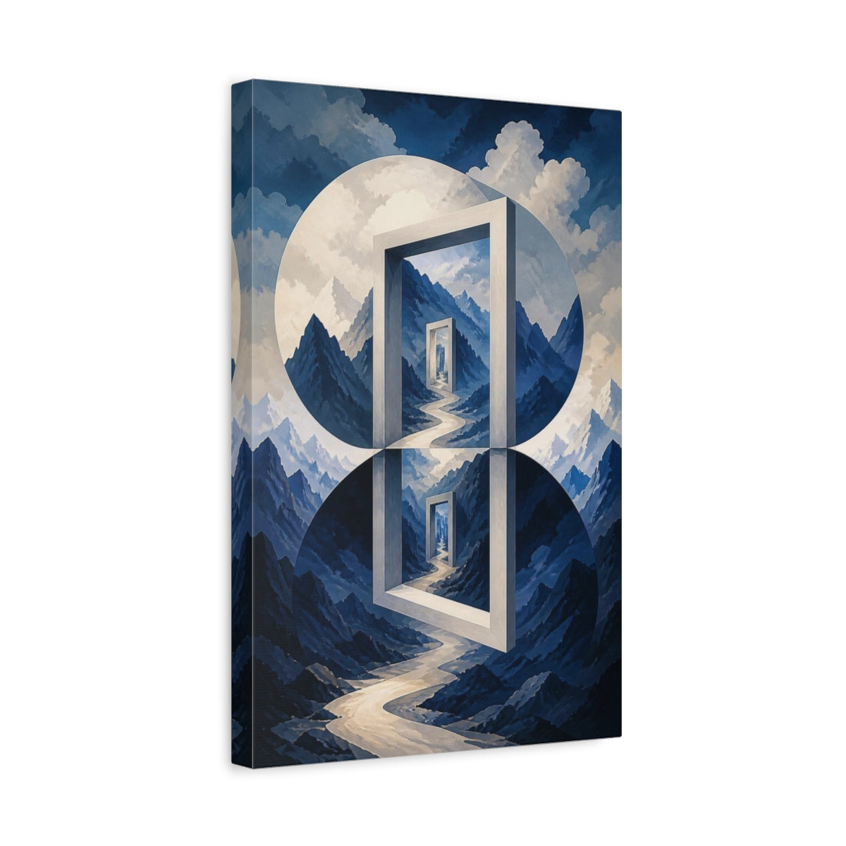 Side Mockup 4. Mountain Pass Illusion shown as canvas print