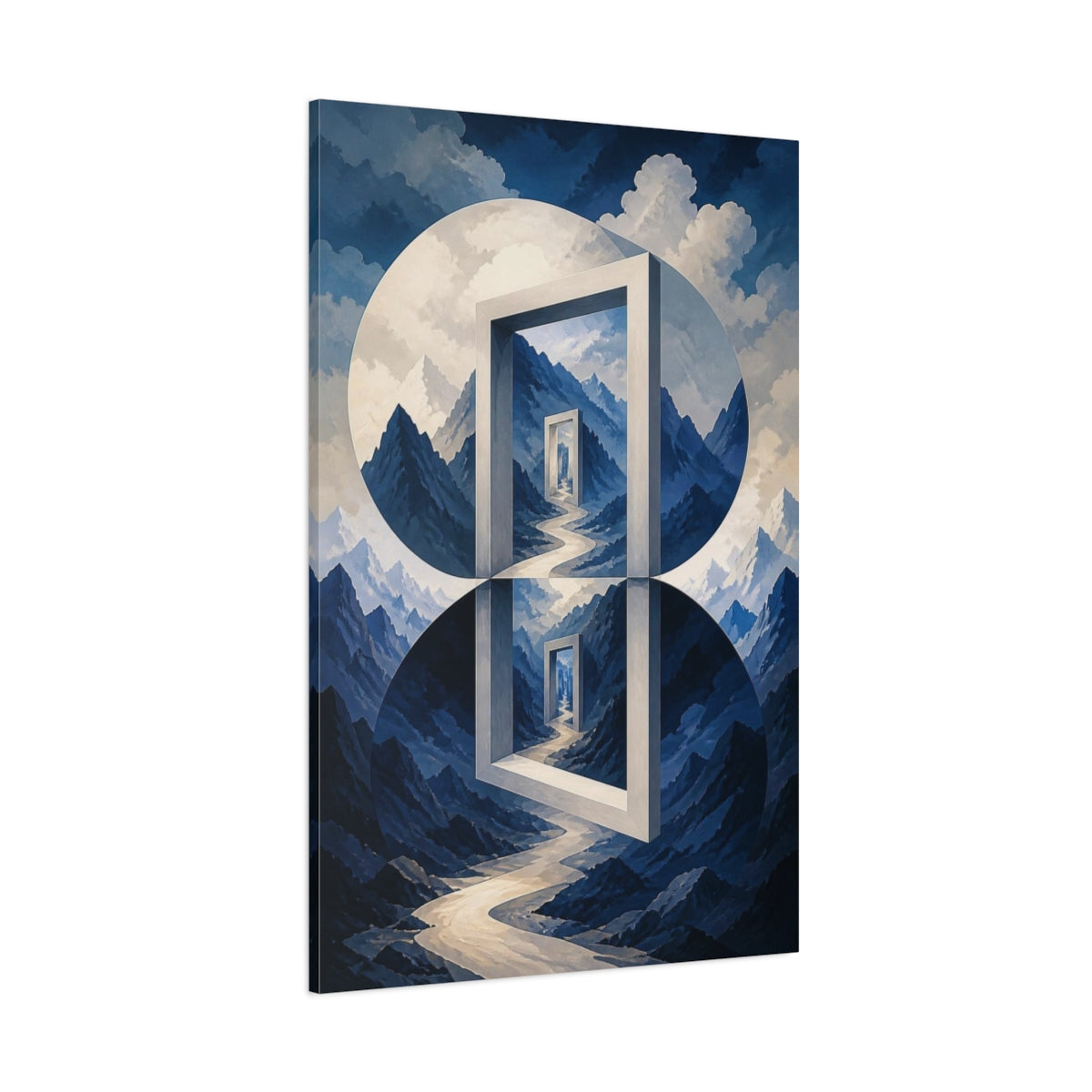 Side Mockup 1. Mountain Pass Illusion shown as canvas print