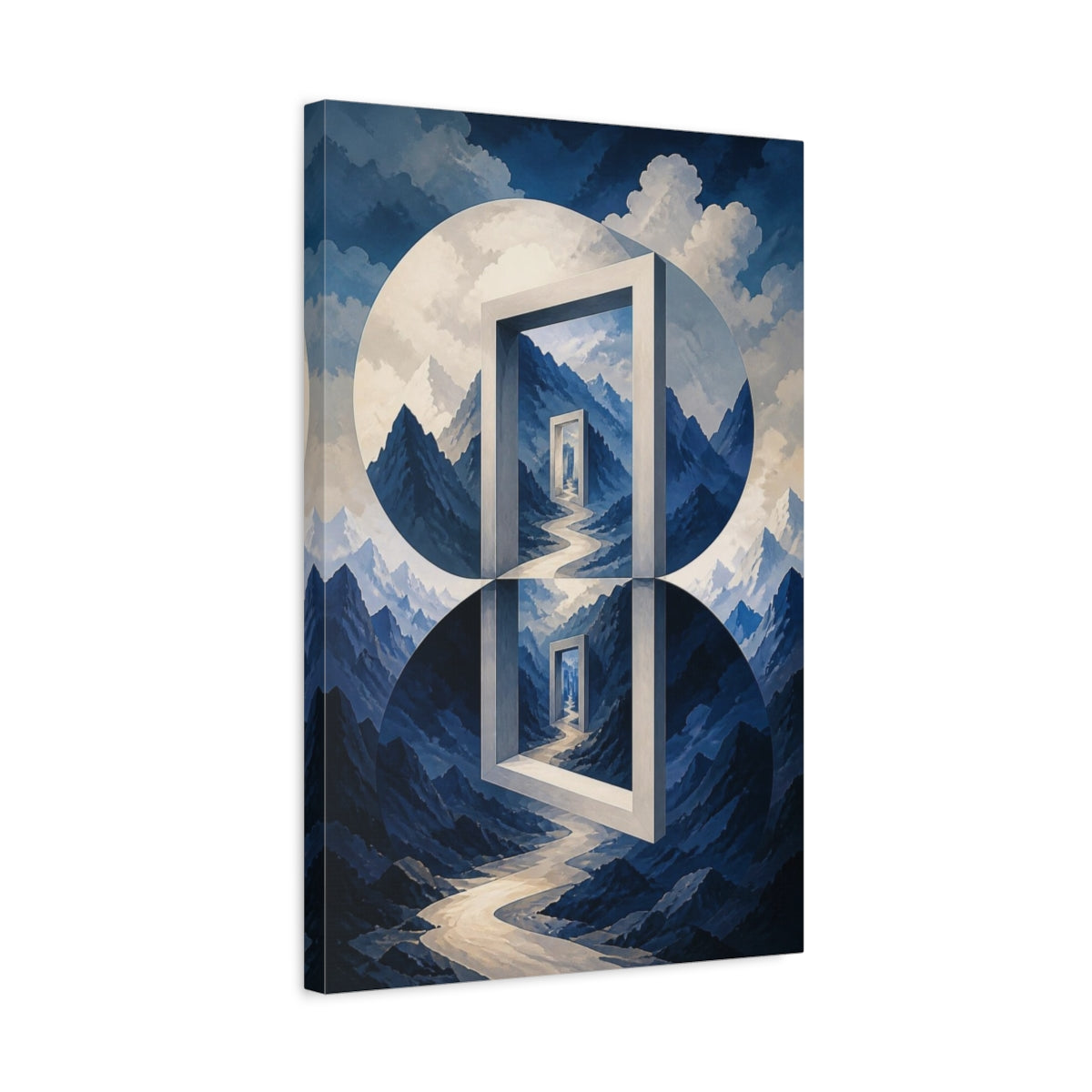Side Mockup 3. Mountain Pass Illusion shown as canvas print