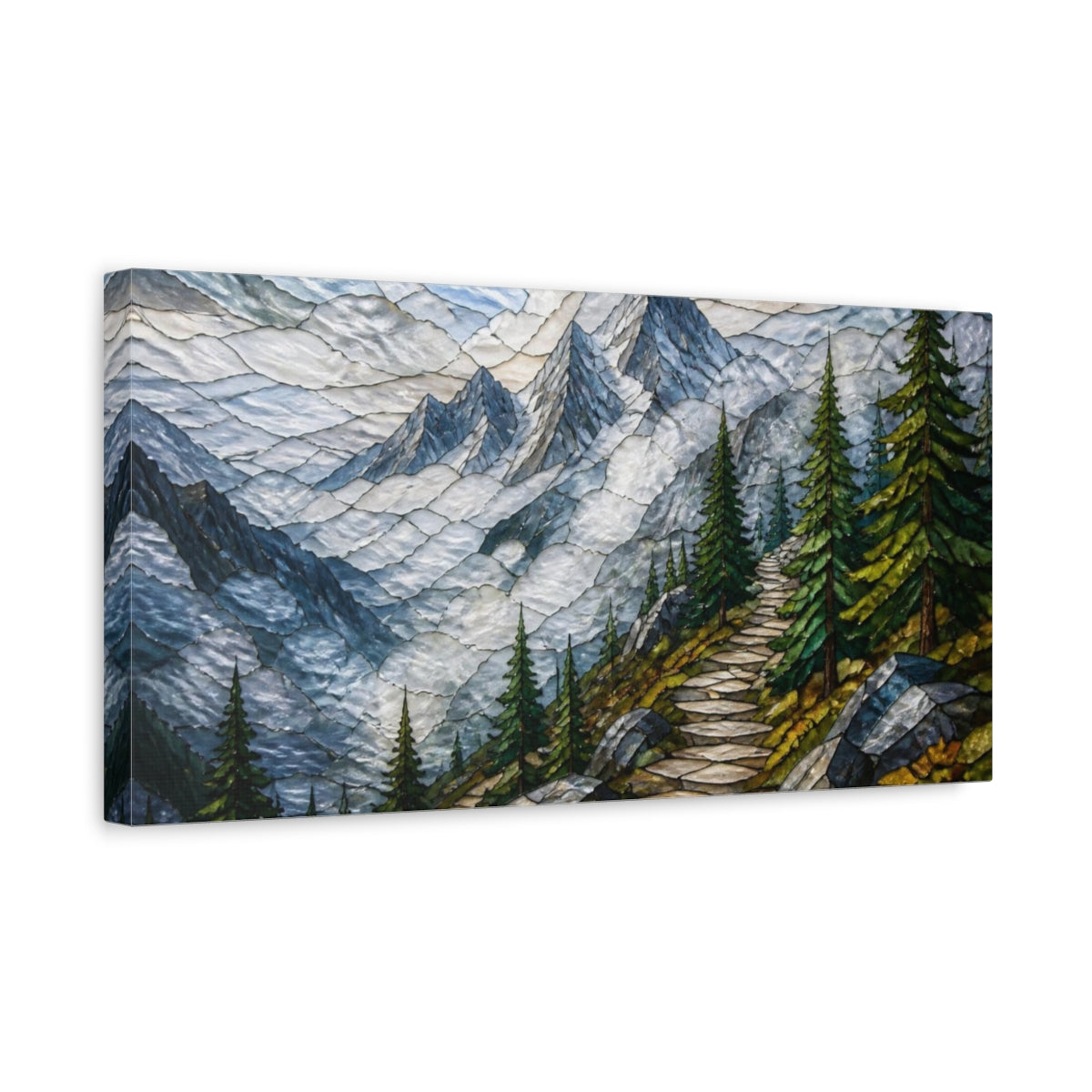Side Mockup 3. Mountain Path Nature Scene shown as canvas print
