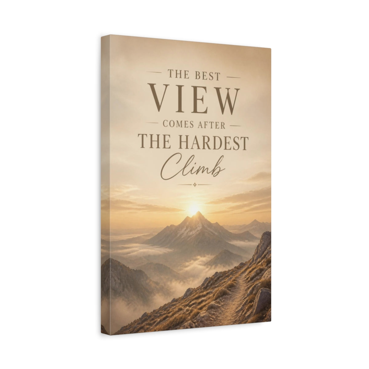 Side Mockup 4. Mountain Quote: Best View canvas print