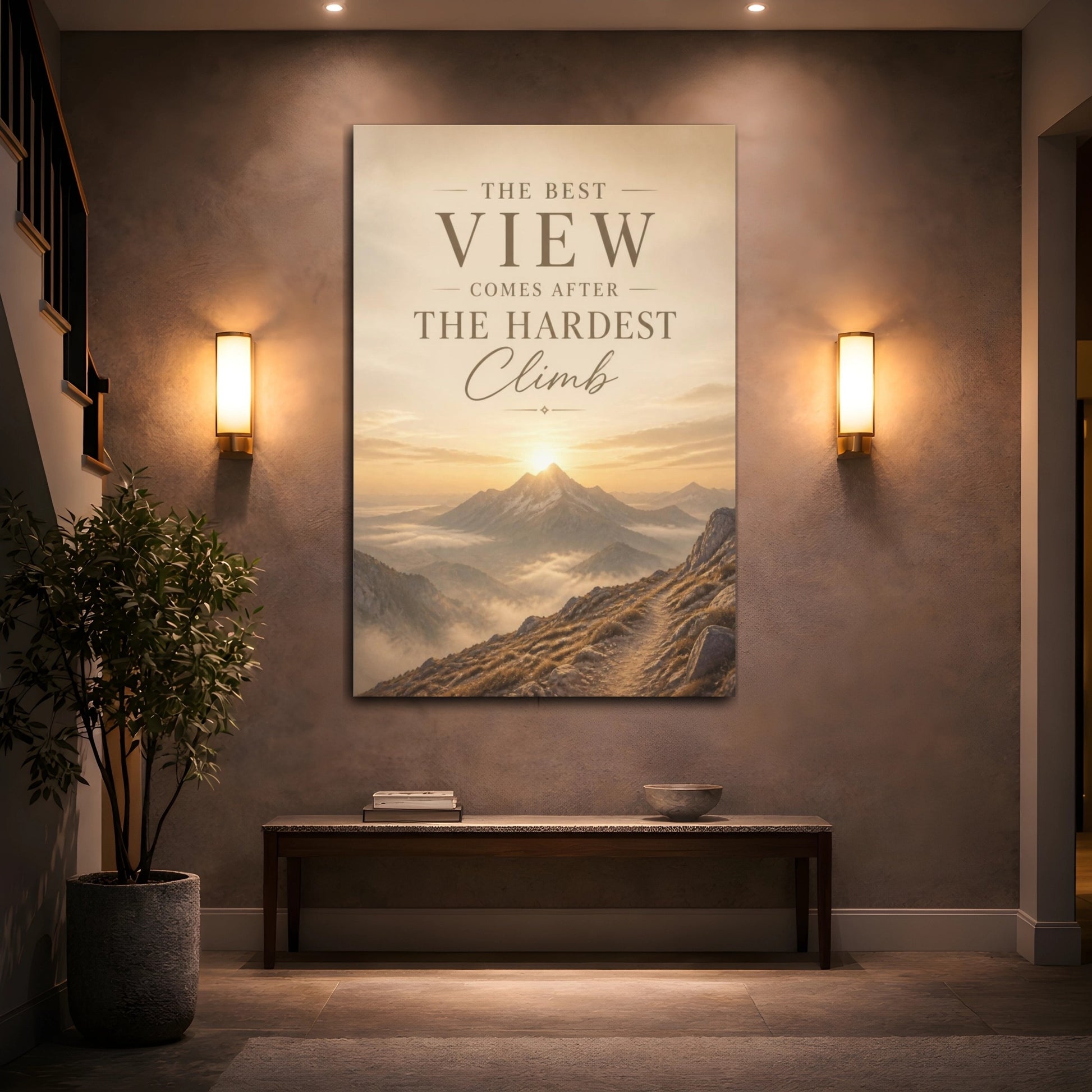 Mockup 2. Mountain Quote: Best View canvas print