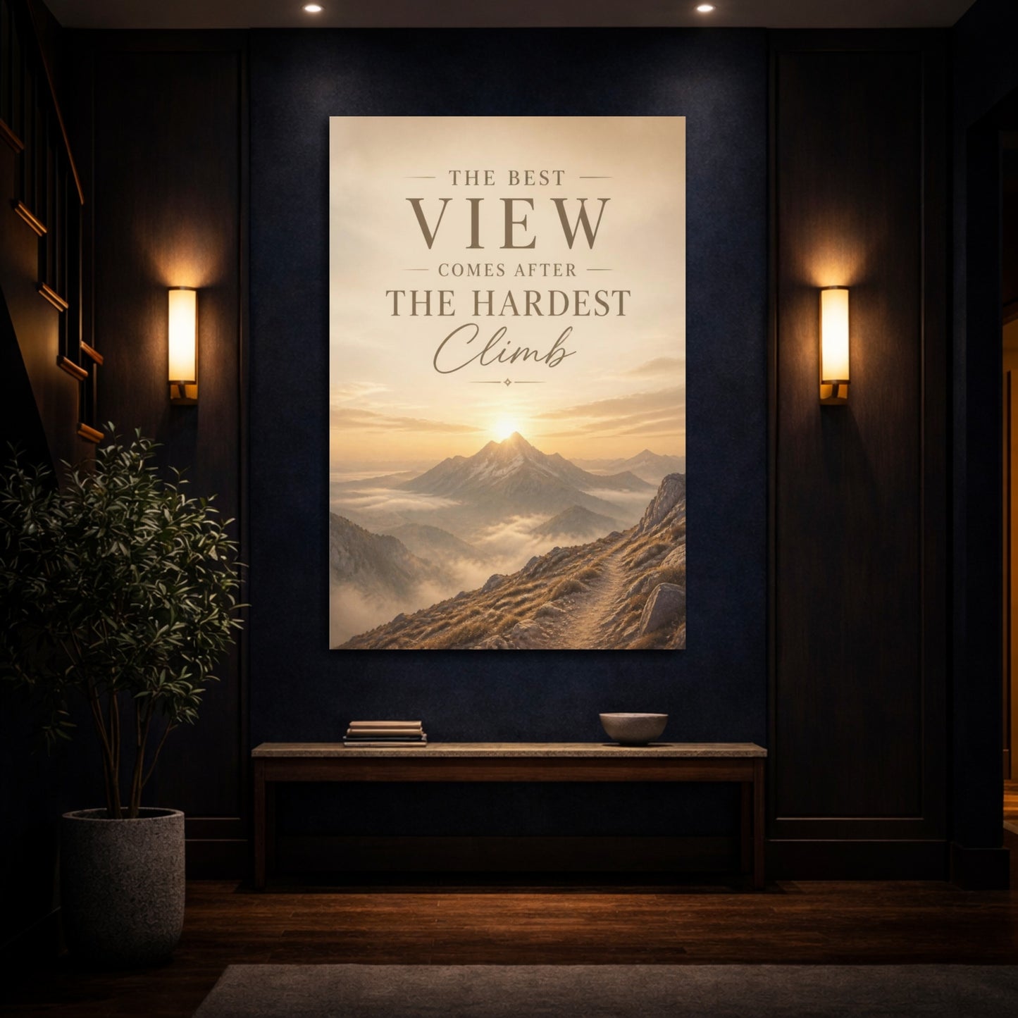 Mockup 4. Mountain Quote: Best View canvas print