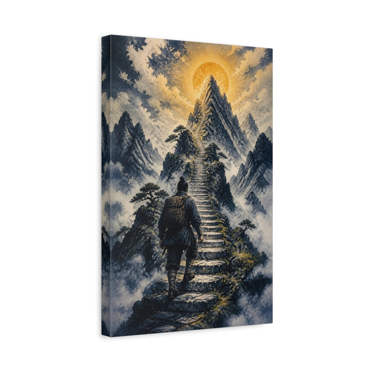 Side Mockup 4. Mountain Stairway Motivation shown as canvas print