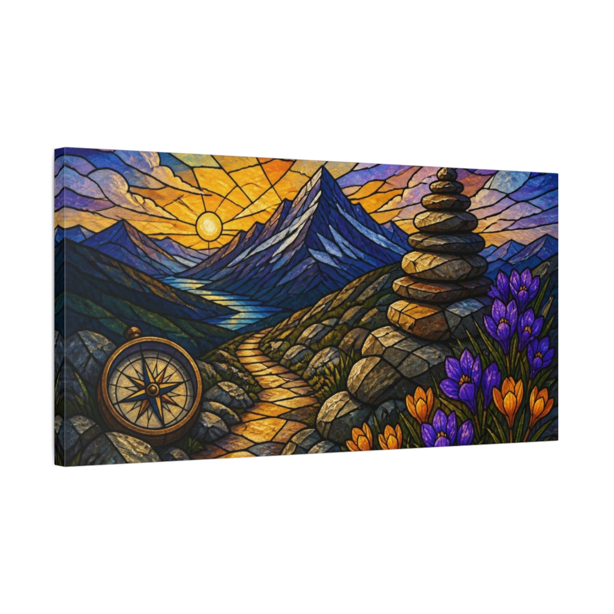 Side Mockup 1. Mountain Trail Motivation shown as canvas print