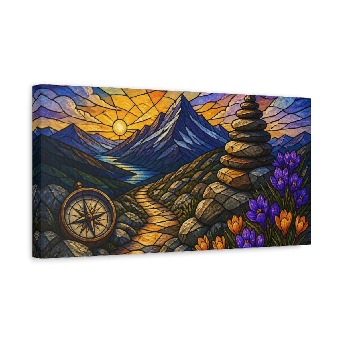 Side Mockup 3. Mountain Trail Motivation shown as canvas print