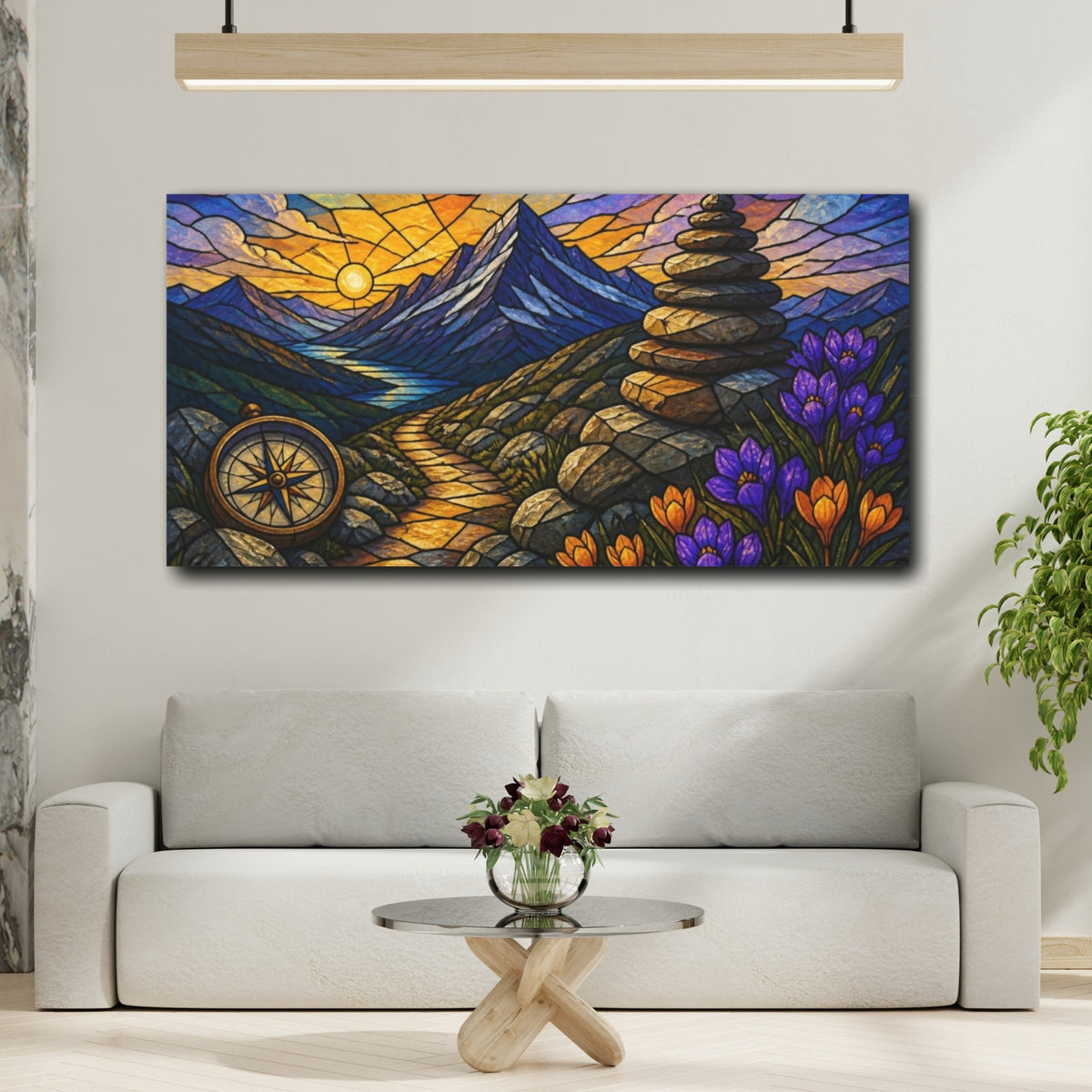 Mockup 2. Mountain Trail Motivation shown as canvas print