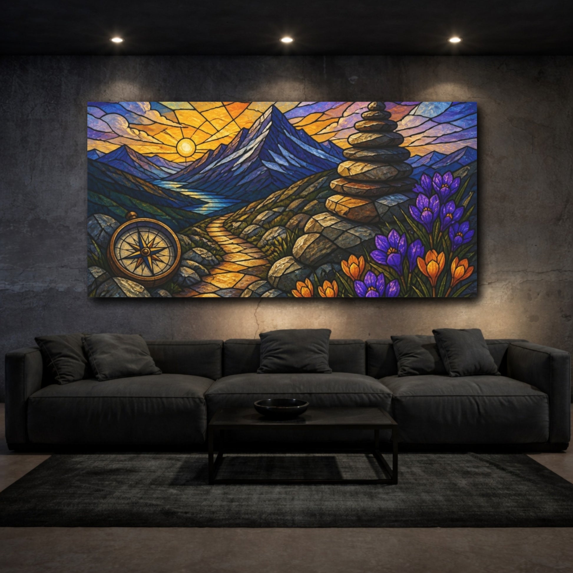 Mockup 3. Mountain Trail Motivation shown as canvas print