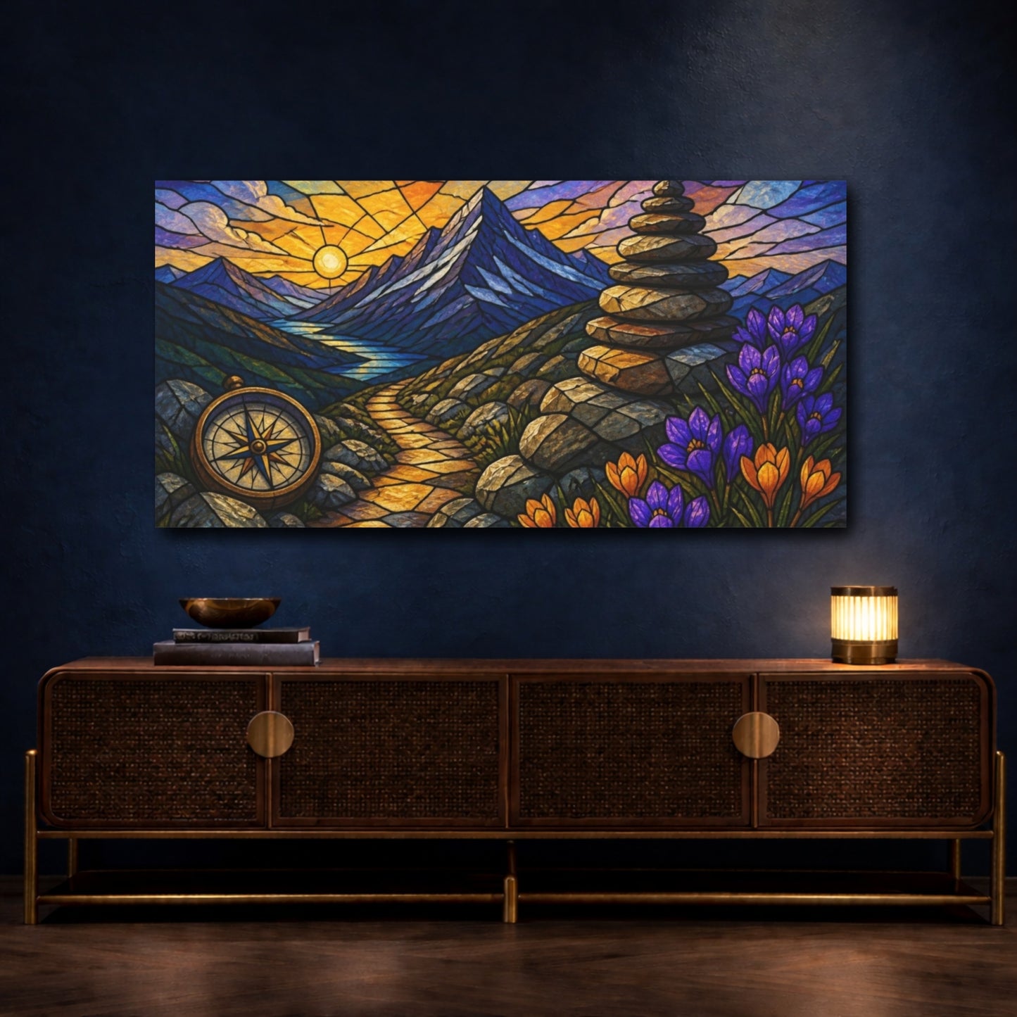 Mockup 4. Mountain Trail Motivation shown as canvas print