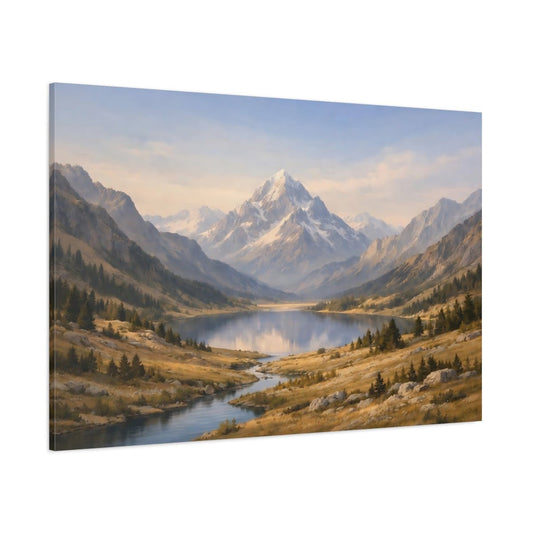 Mountain Valley Lake Nature - Canvas Wall Art Print - YesArtYes