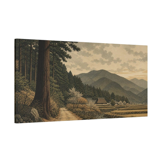 Mountain Village Nature Japanese Countryside Canvas Print Wall Art – Living Room Decor, Above Couch - YesArtYes
