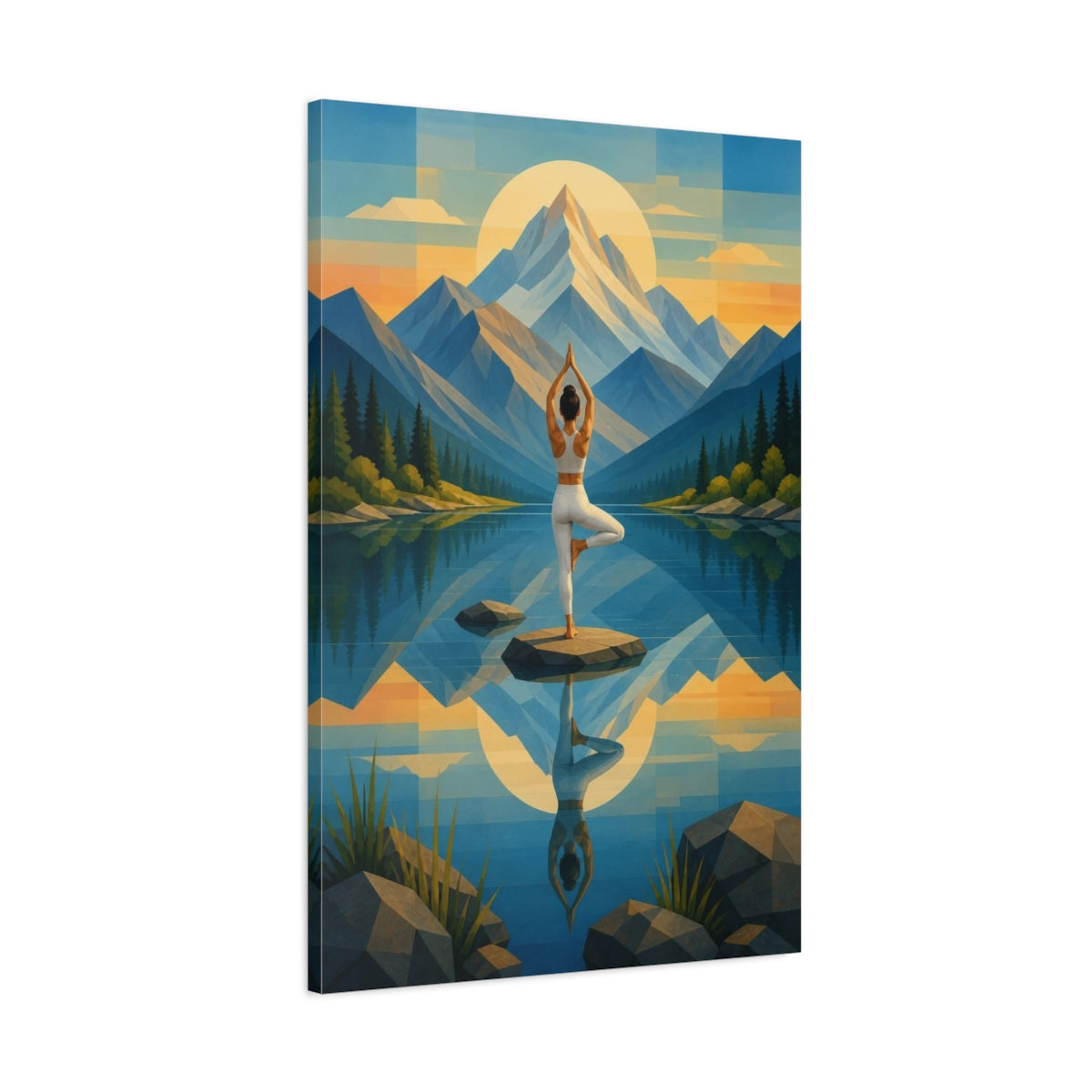 Main Mockup. Mountain Yoga Balance shown as canvas print