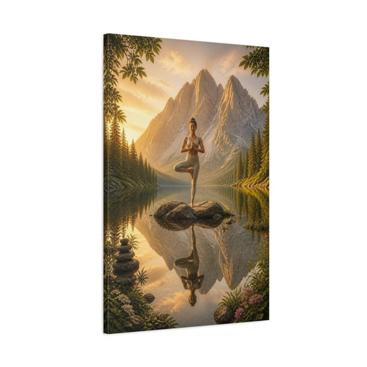 Mountain Yoga Balance Canvas Print – Studio, Feature Wall - YesArtYes