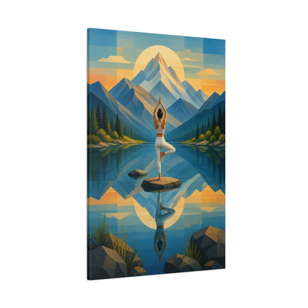 Side Mockup 1. Mountain Yoga Balance shown as canvas print