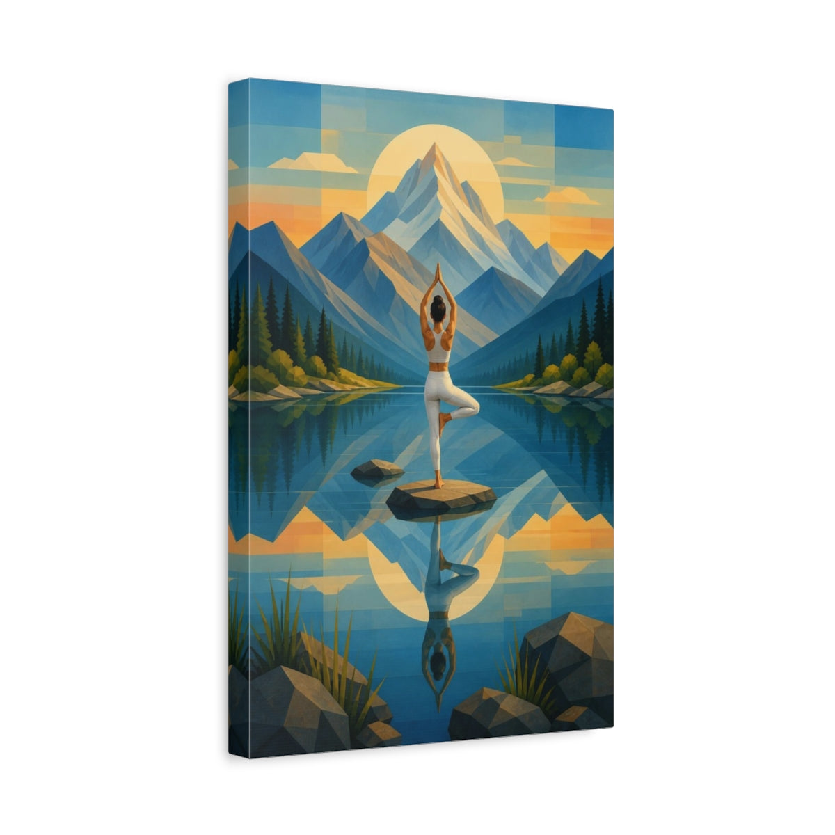 Side Mockup 4. Mountain Yoga Balance shown as canvas print