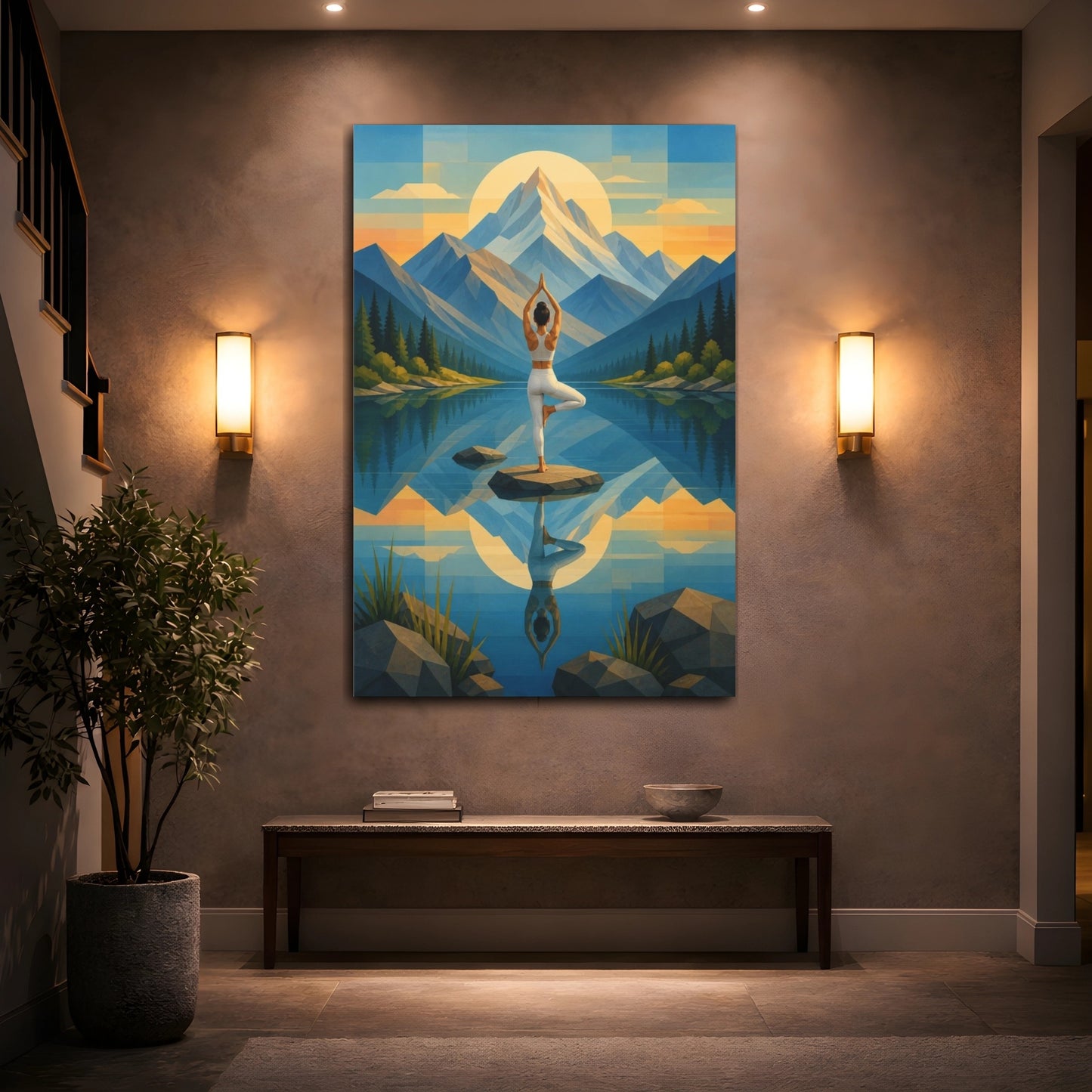 Mockup 2. Mountain Yoga Balance shown as canvas print