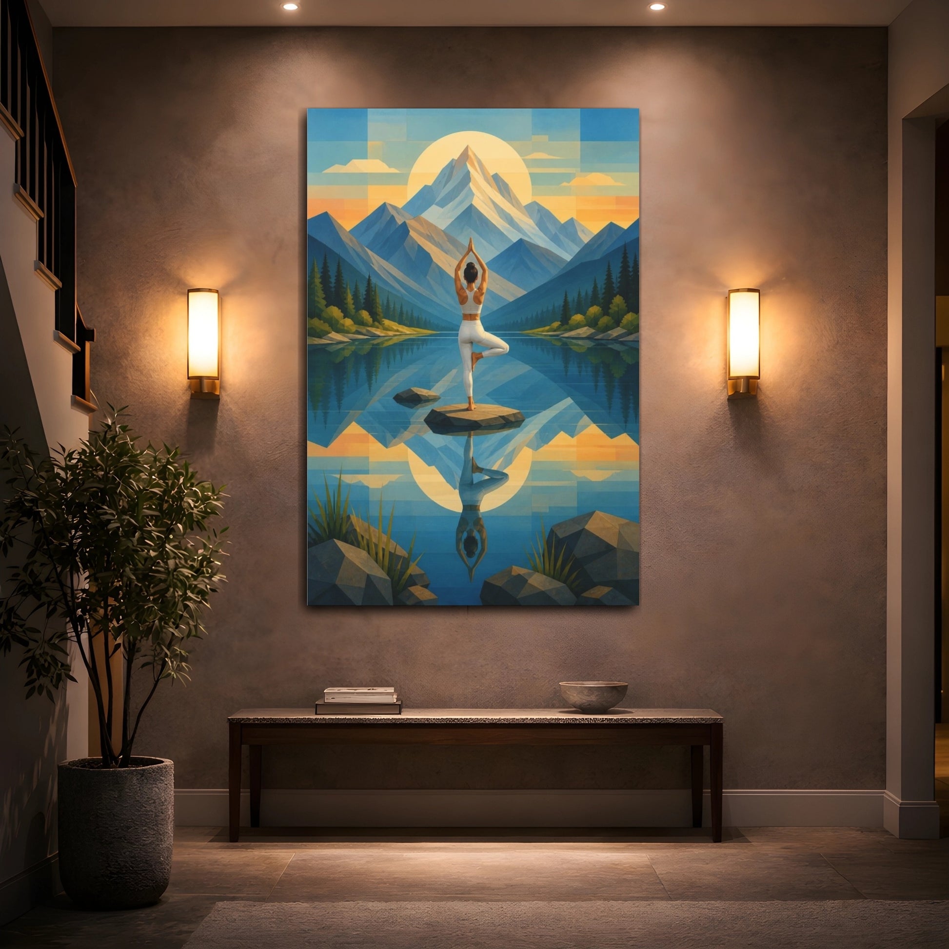 Mockup 2. Mountain Yoga Balance shown as canvas print