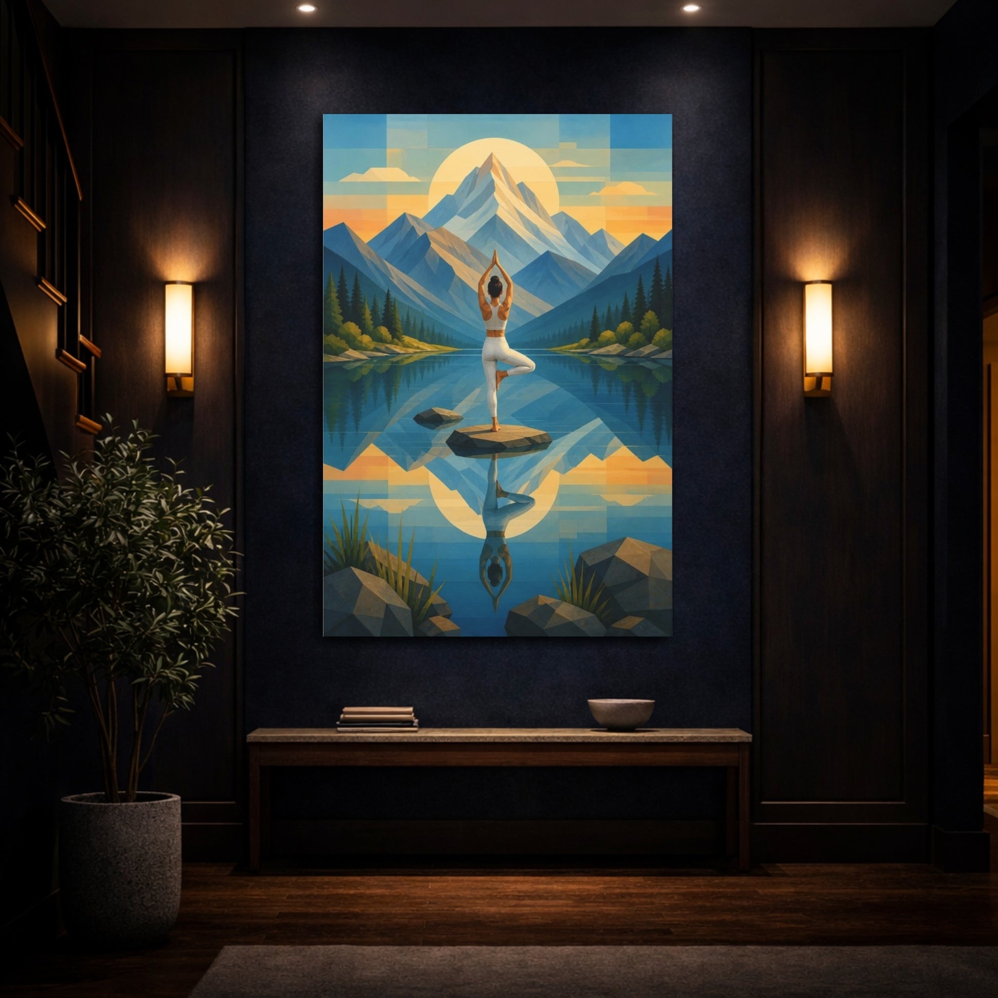 Mockup 4. Mountain Yoga Balance shown as canvas print