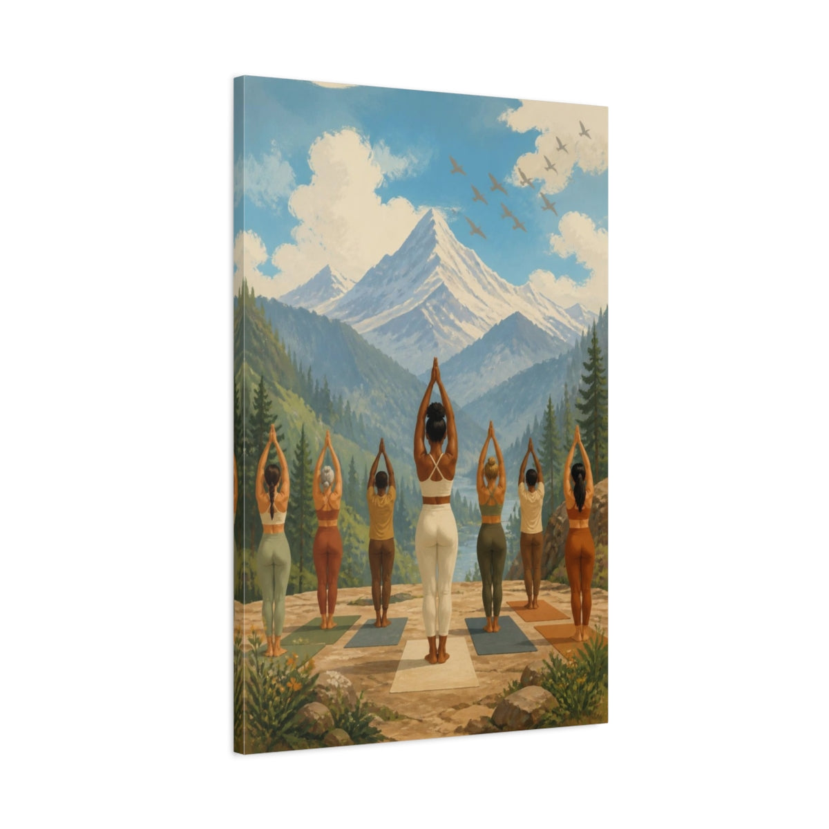 Main Mockup. Mountain Yoga Retreat shown as canvas print