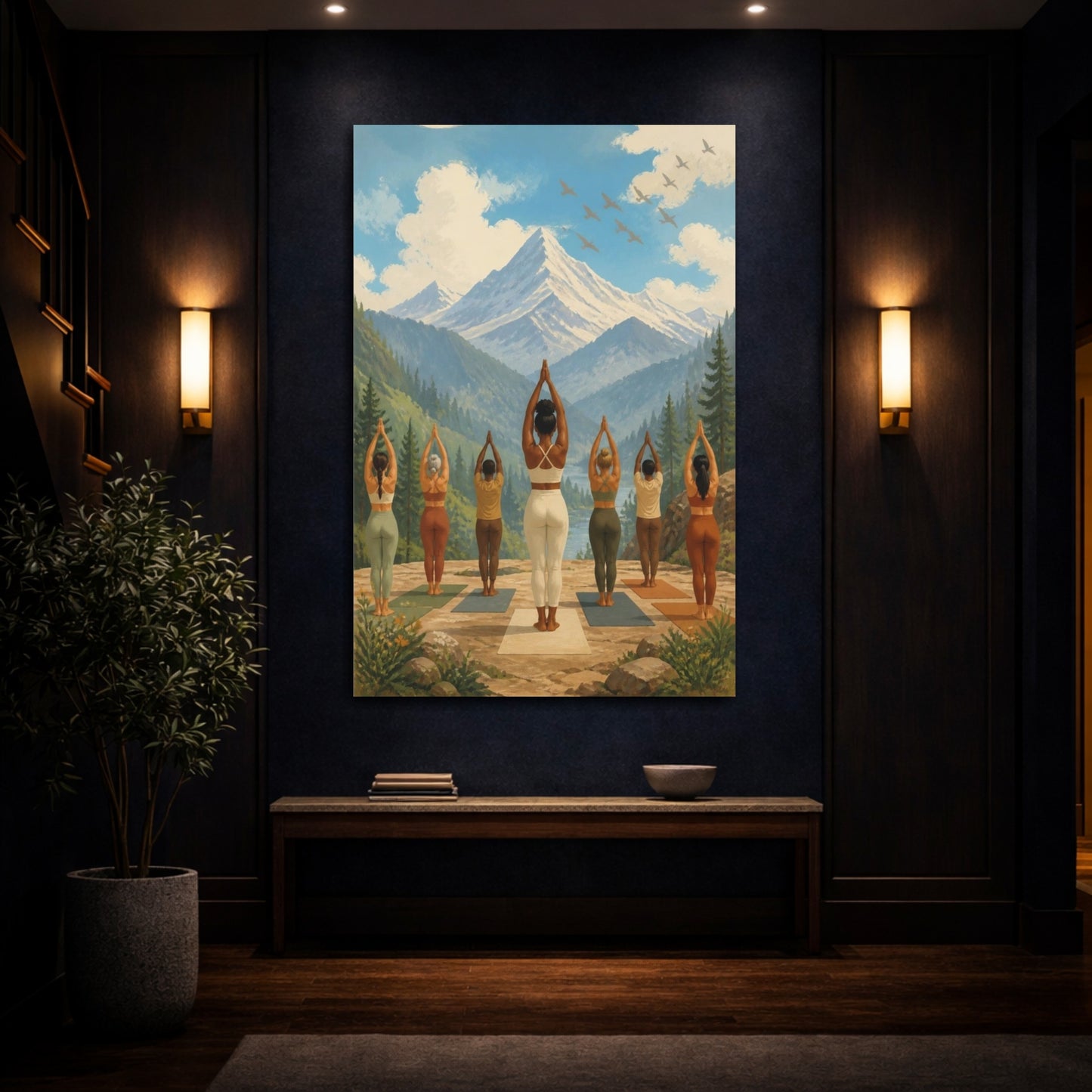 Mockup 4. Mountain Yoga Retreat shown as canvas print