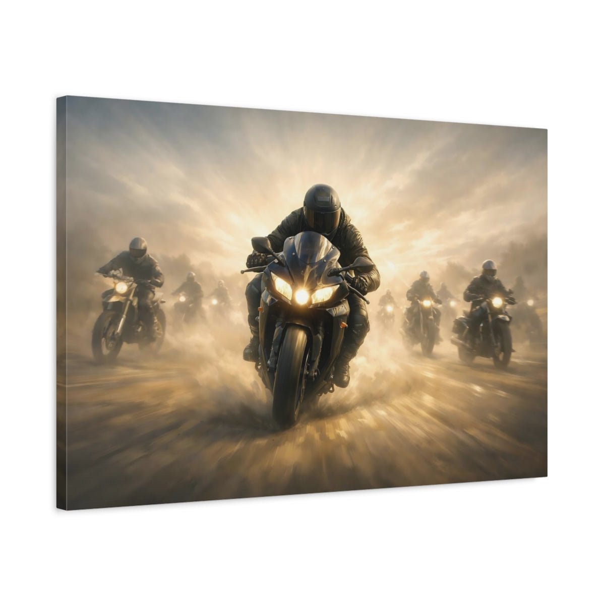 Movies Motorcyclists Golden Hour Motorcycles - Canvas Wall Art Print - YesArtYes