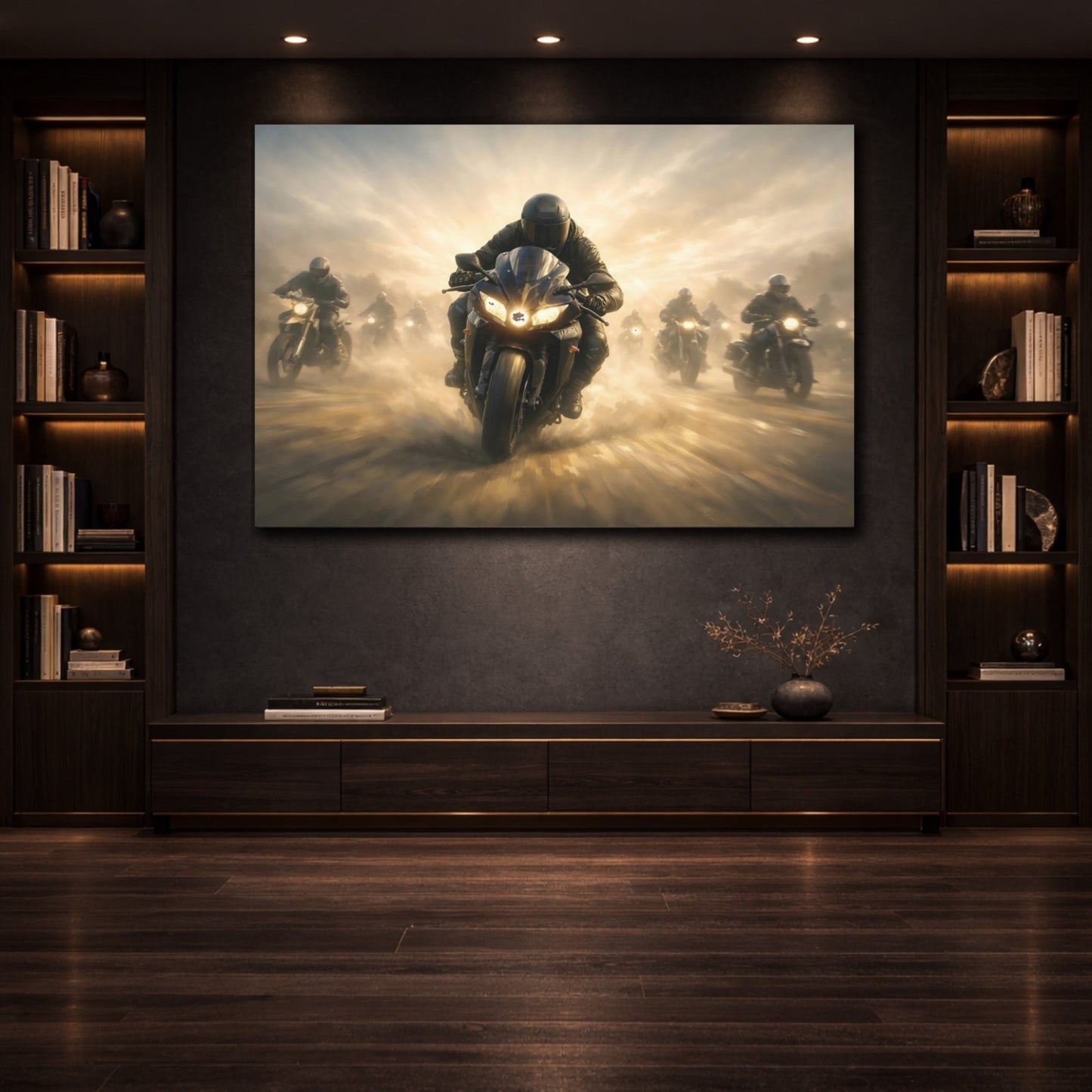 Movies Motorcyclists Golden Hour Motorcycles - Canvas Wall Art Print - YesArtYes