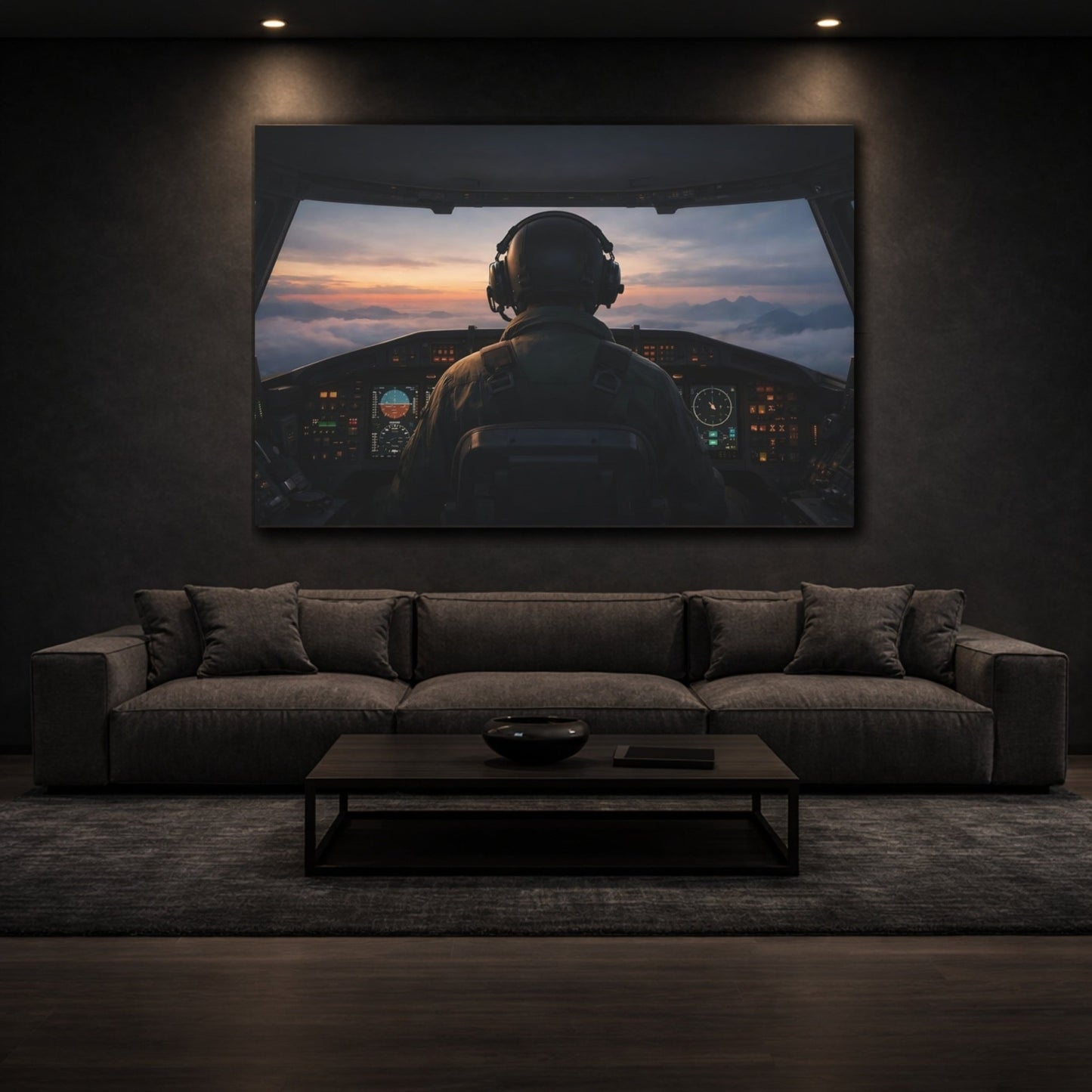 Movies Pilot Cockpit Sunset - Canvas Wall Art Print - YesArtYes