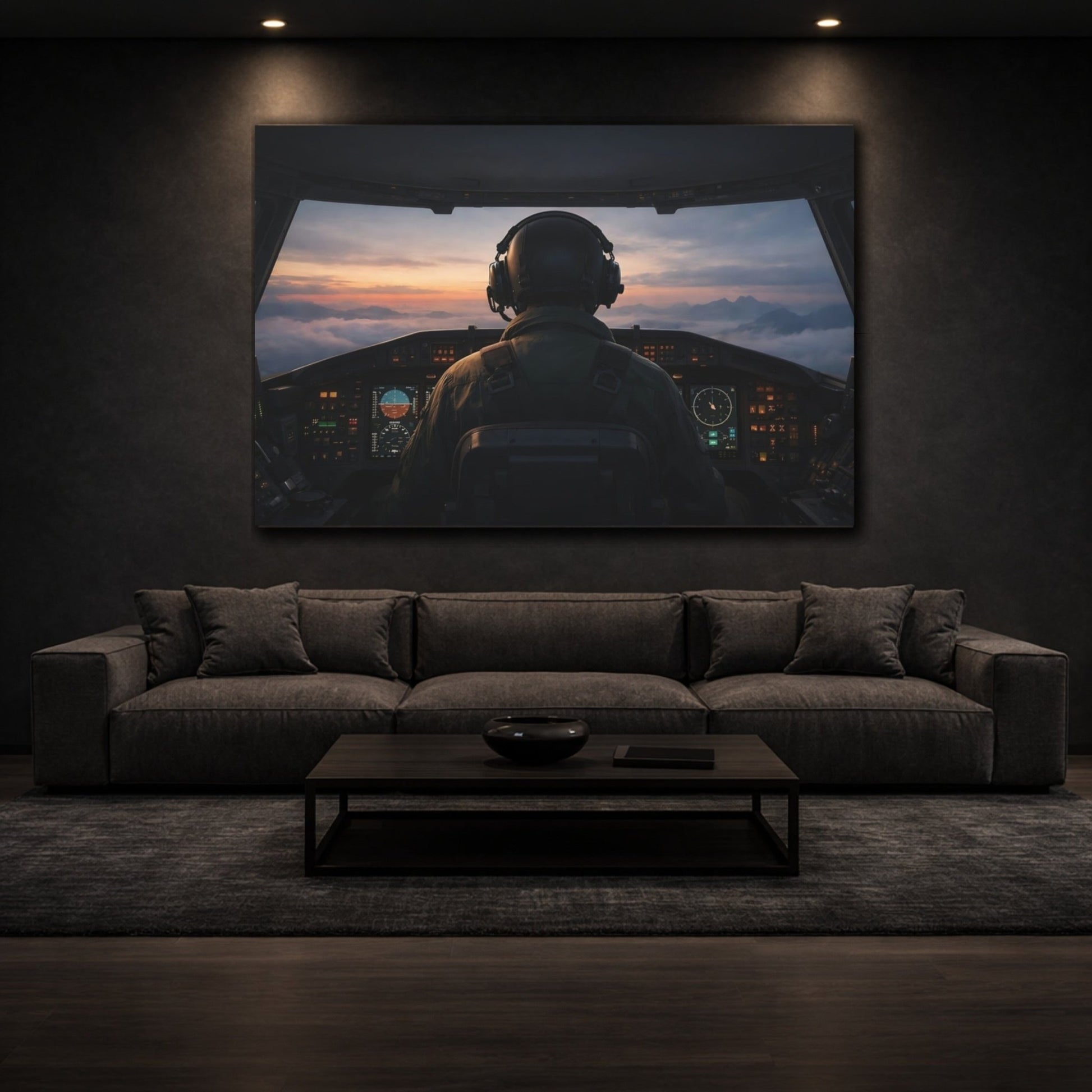 Movies Pilot Cockpit Sunset - Canvas Wall Art Print - YesArtYes