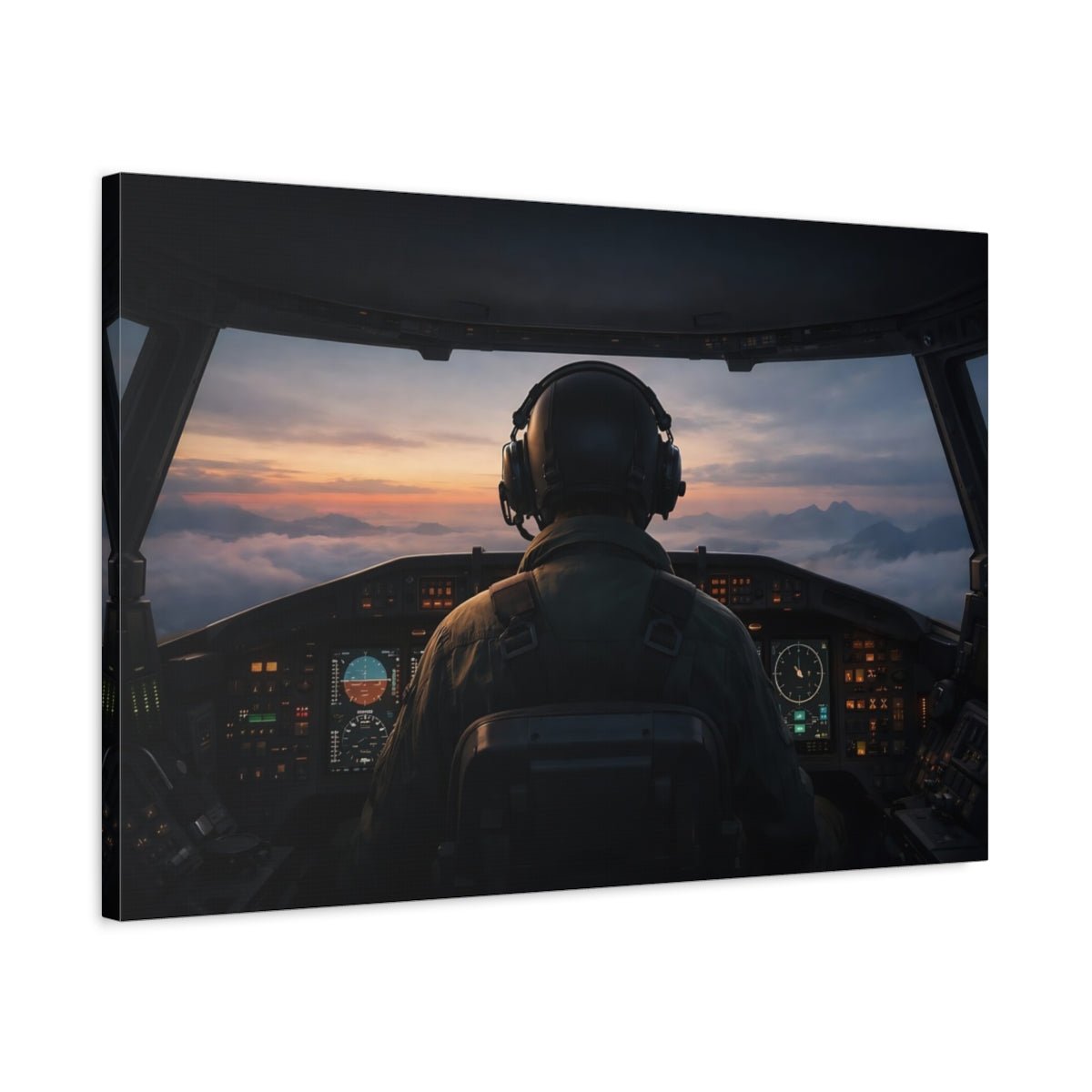 Movies Pilot Cockpit Sunset - Canvas Wall Art Print - YesArtYes