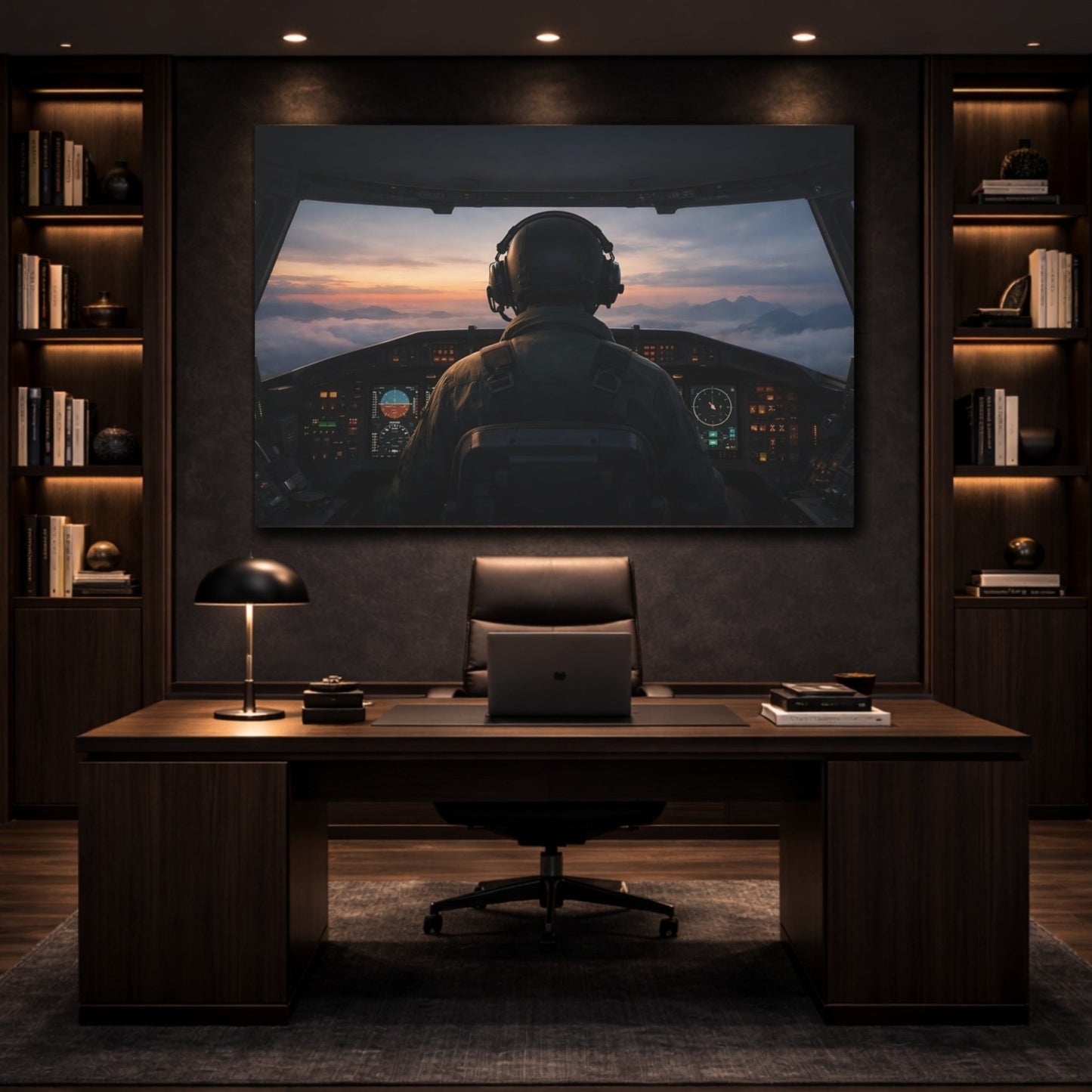 Movies Pilot Cockpit Sunset - Canvas Wall Art Print - YesArtYes
