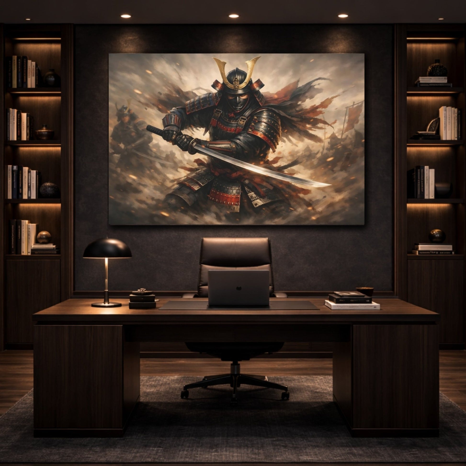 Movies Samurai Black And Gold - Canvas Wall Art Print - YesArtYes