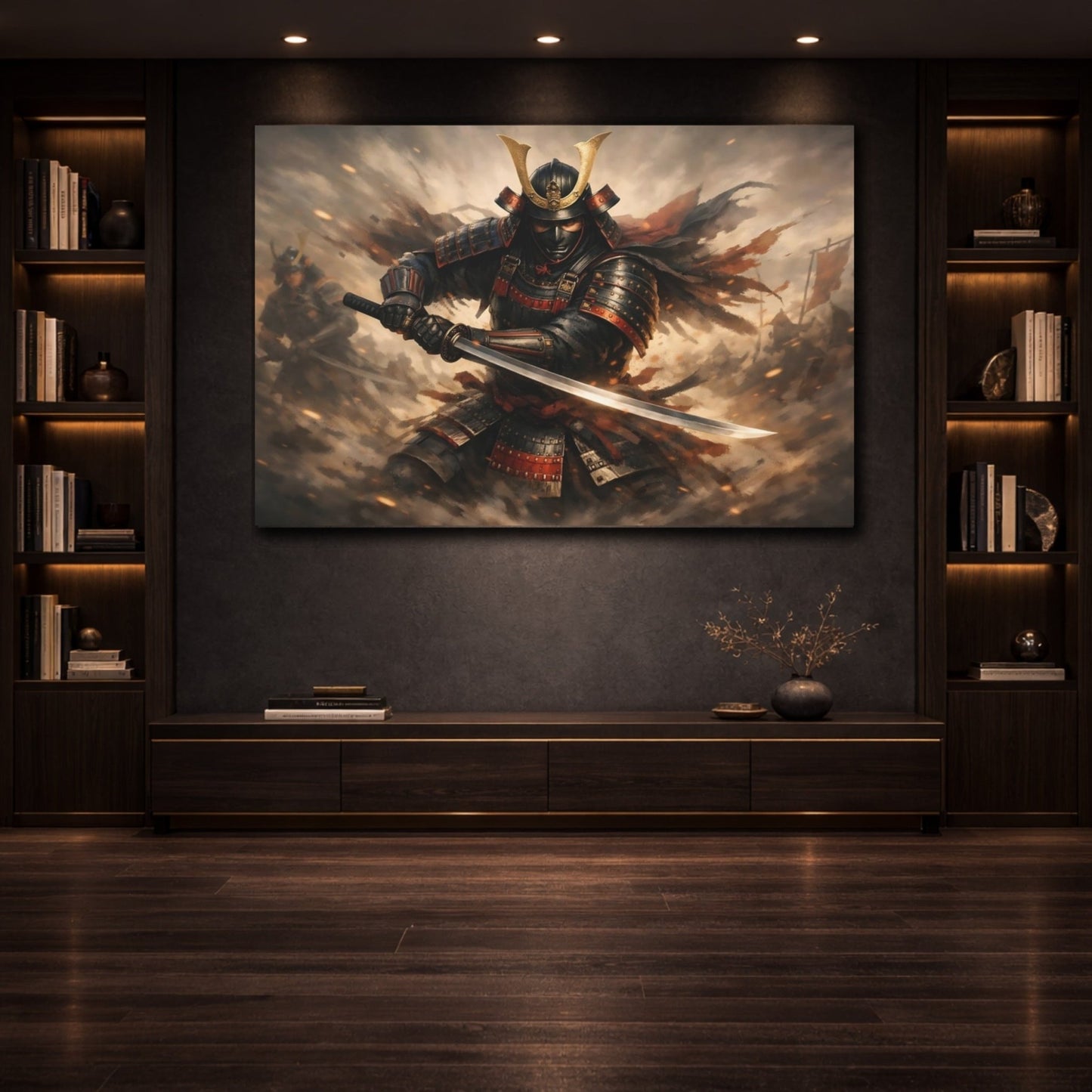 Movies Samurai Black And Gold - Canvas Wall Art Print - YesArtYes