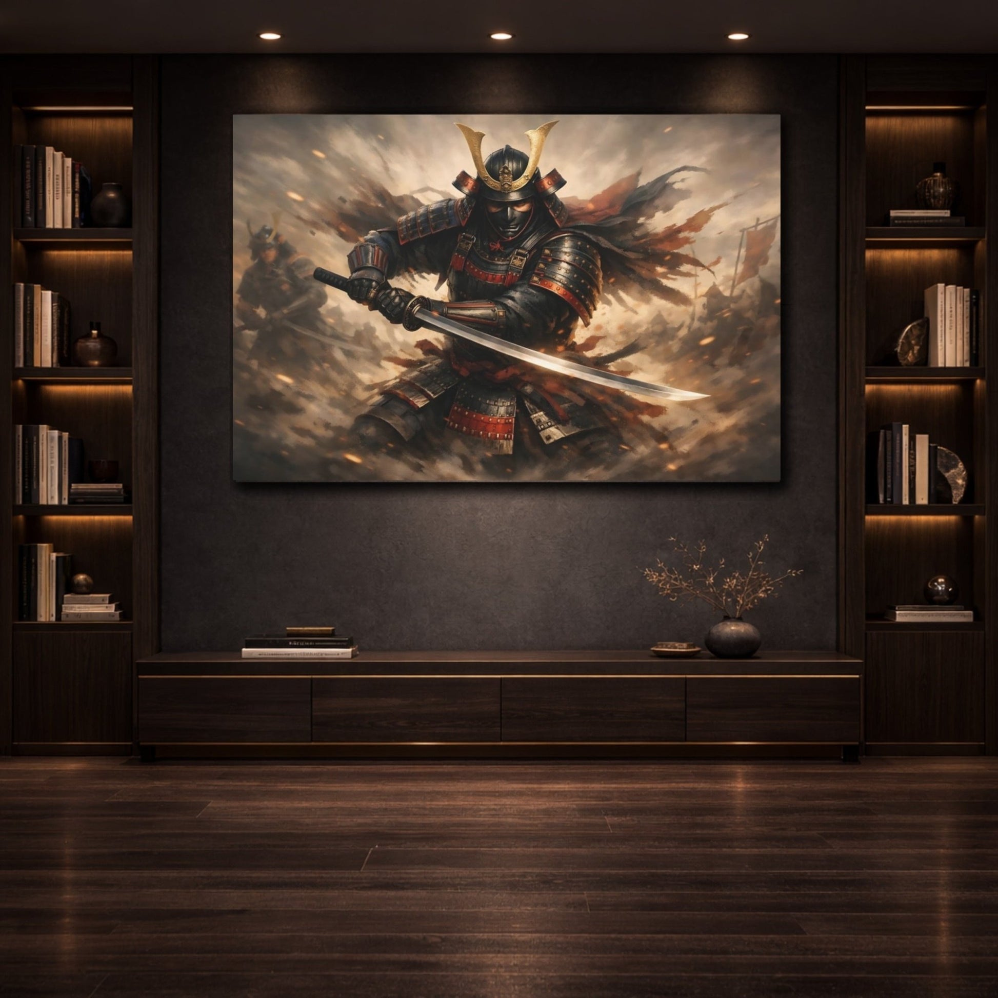 Movies Samurai Black And Gold - Canvas Wall Art Print - YesArtYes