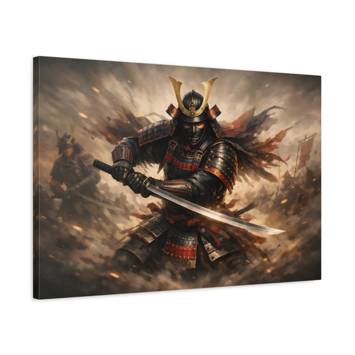 Movies Samurai Black And Gold - Canvas Wall Art Print - YesArtYes