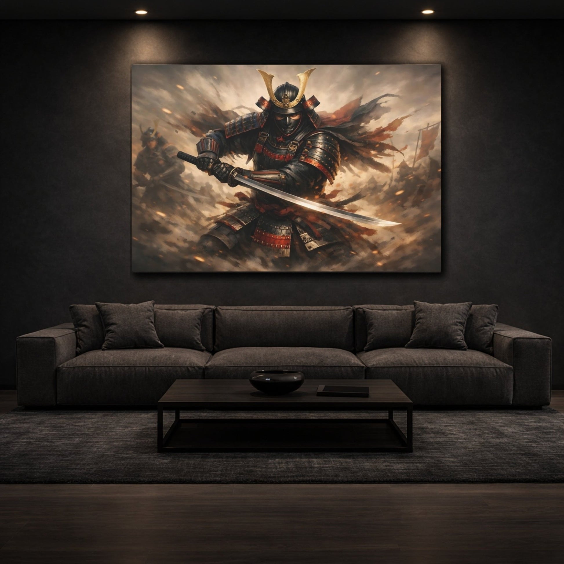 Movies Samurai Black And Gold - Canvas Wall Art Print - YesArtYes